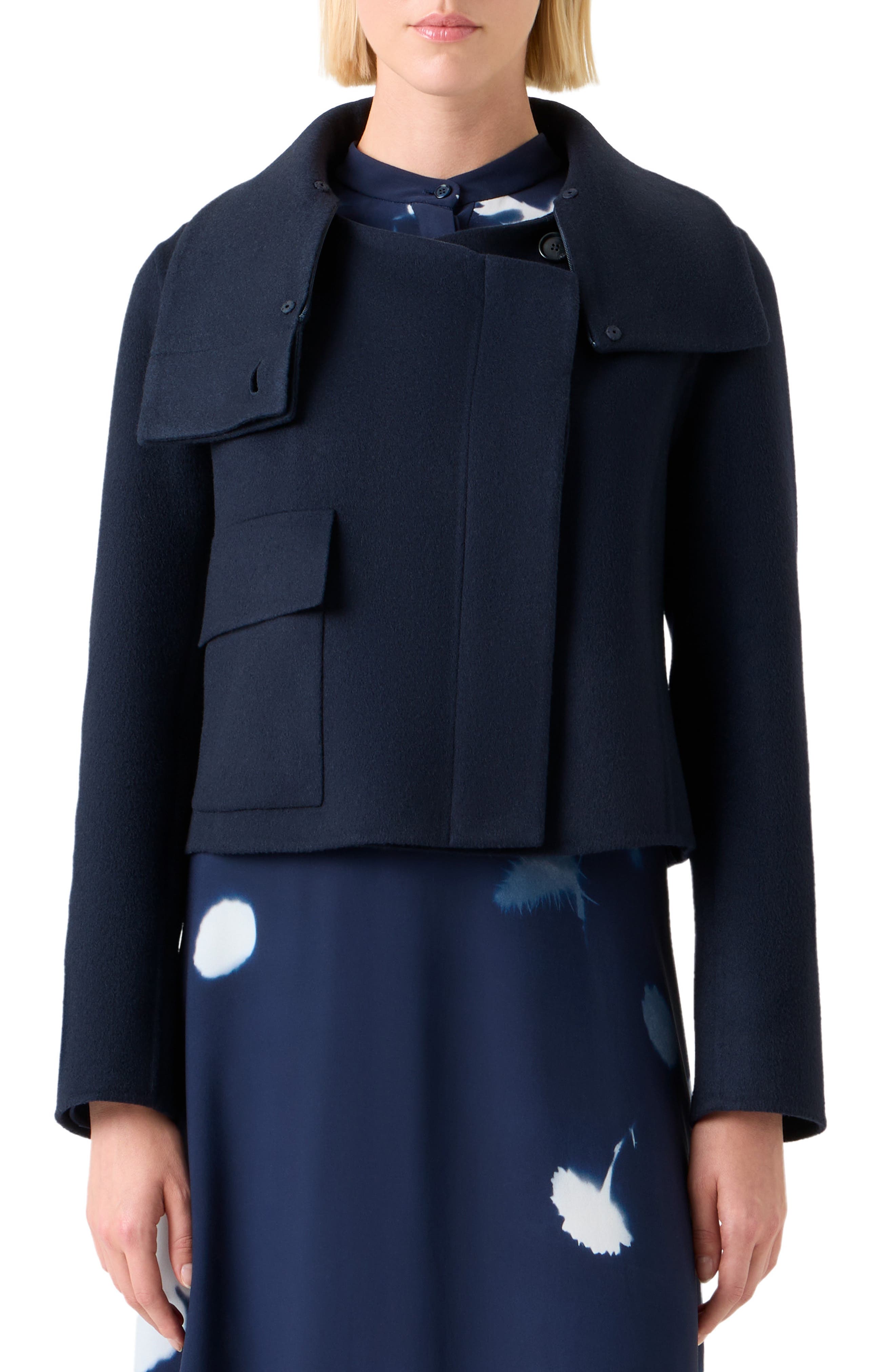 Edena Cashmere Crop Jacket with Genuine Shearling Collar - image 1