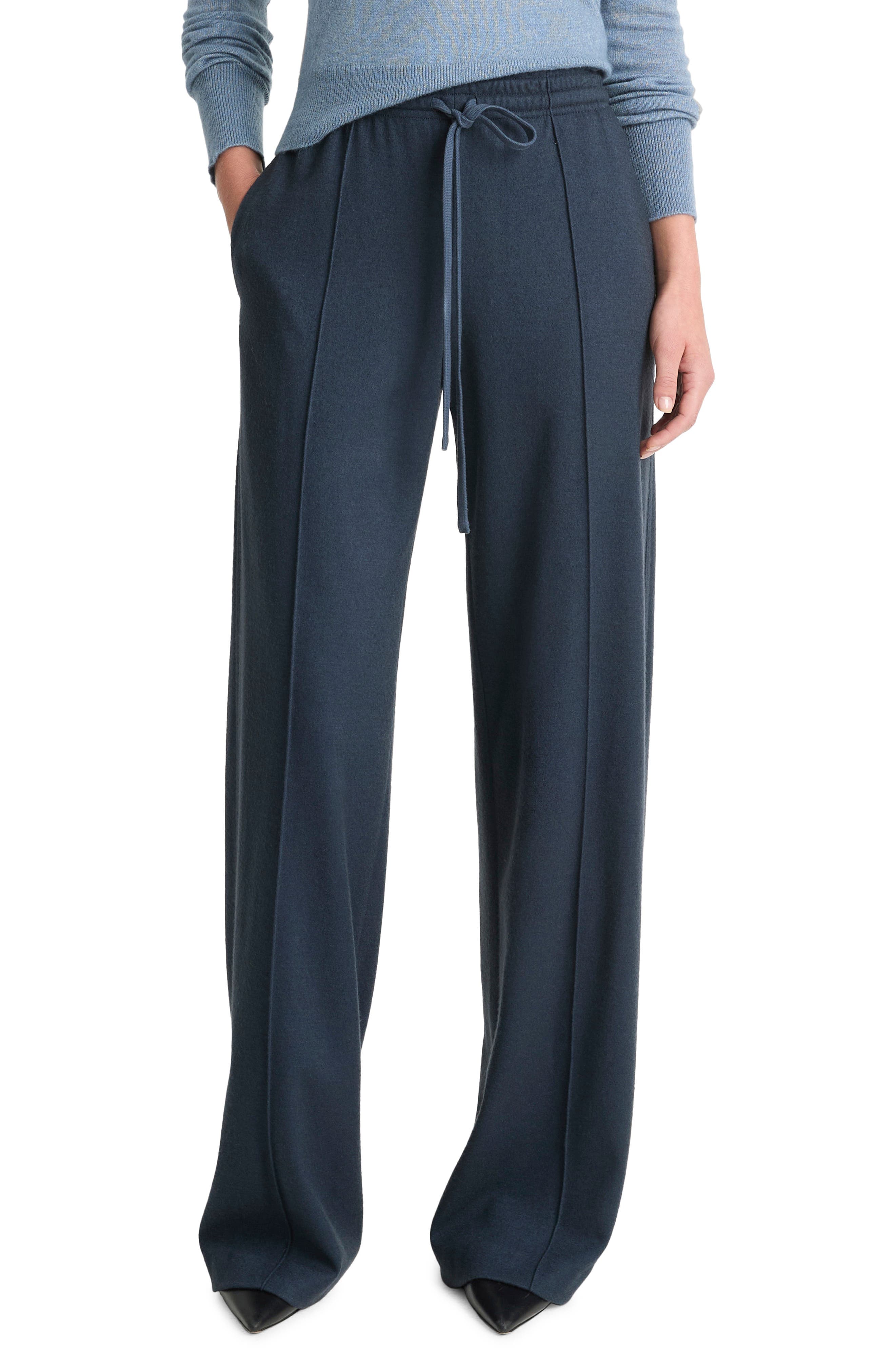 Wool Blend Pull-On Wide Leg Drawstring Pants - image 1
