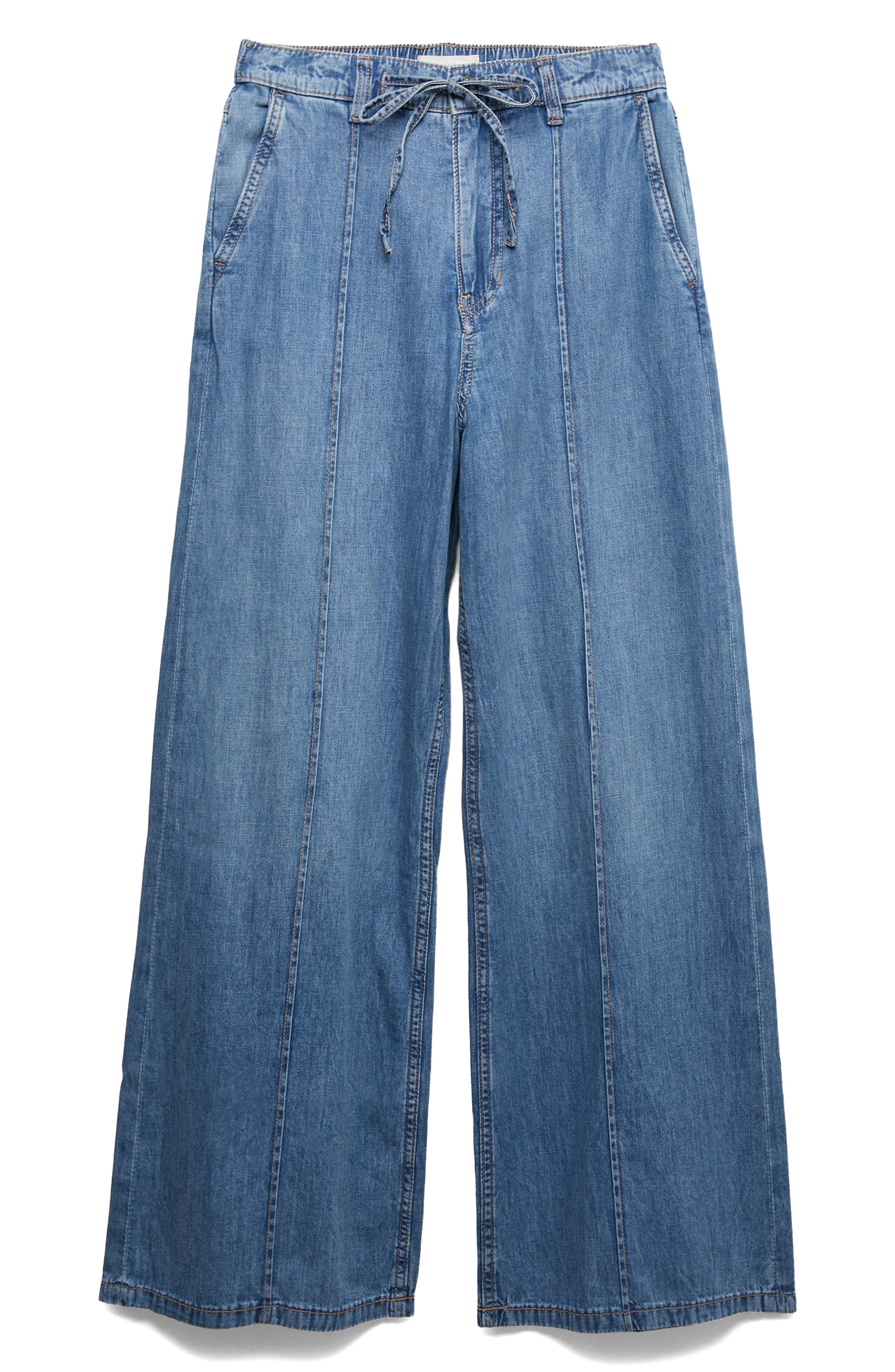 Floppy Pintuck Wide Leg Jeans - image 1