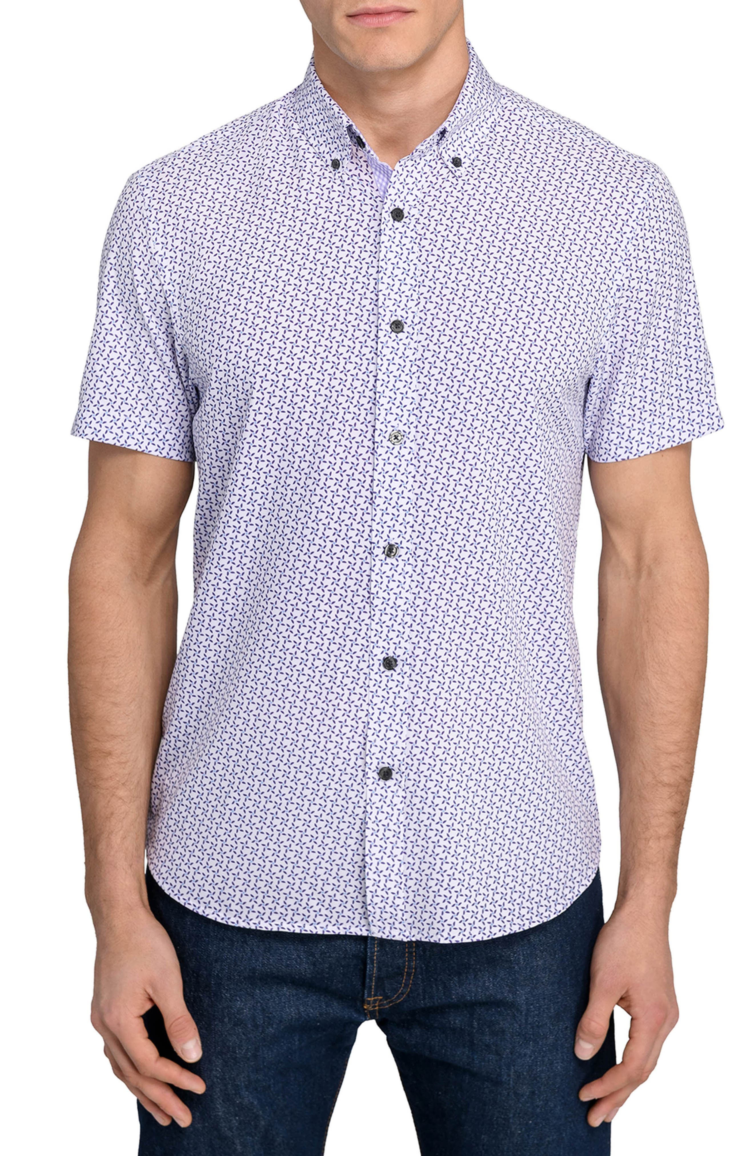 Abstract Floral Print Short Sleeve Button-Down Shirt - image 1