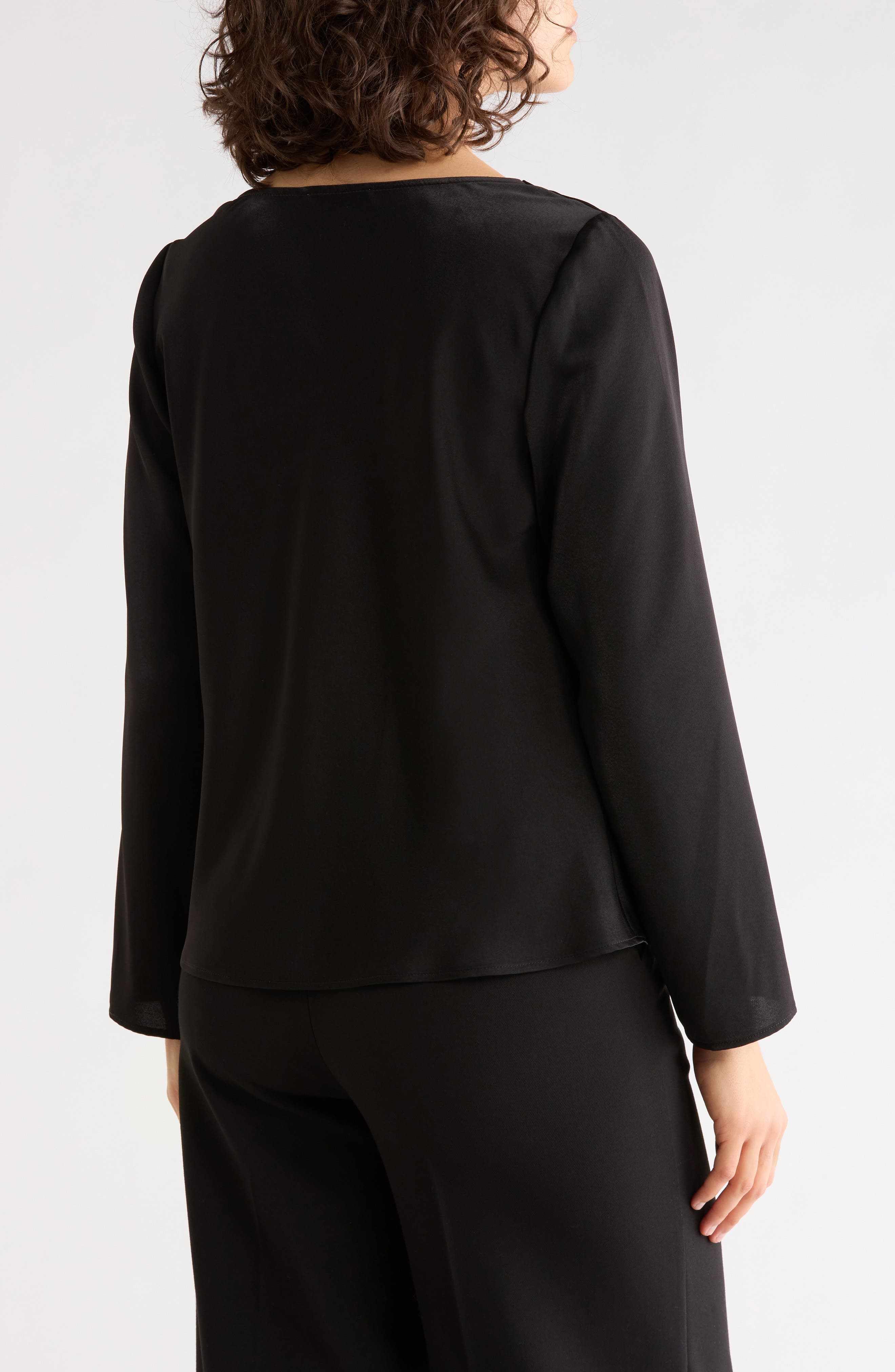 Cowl Neck Long Sleeve Satin Top - image 2