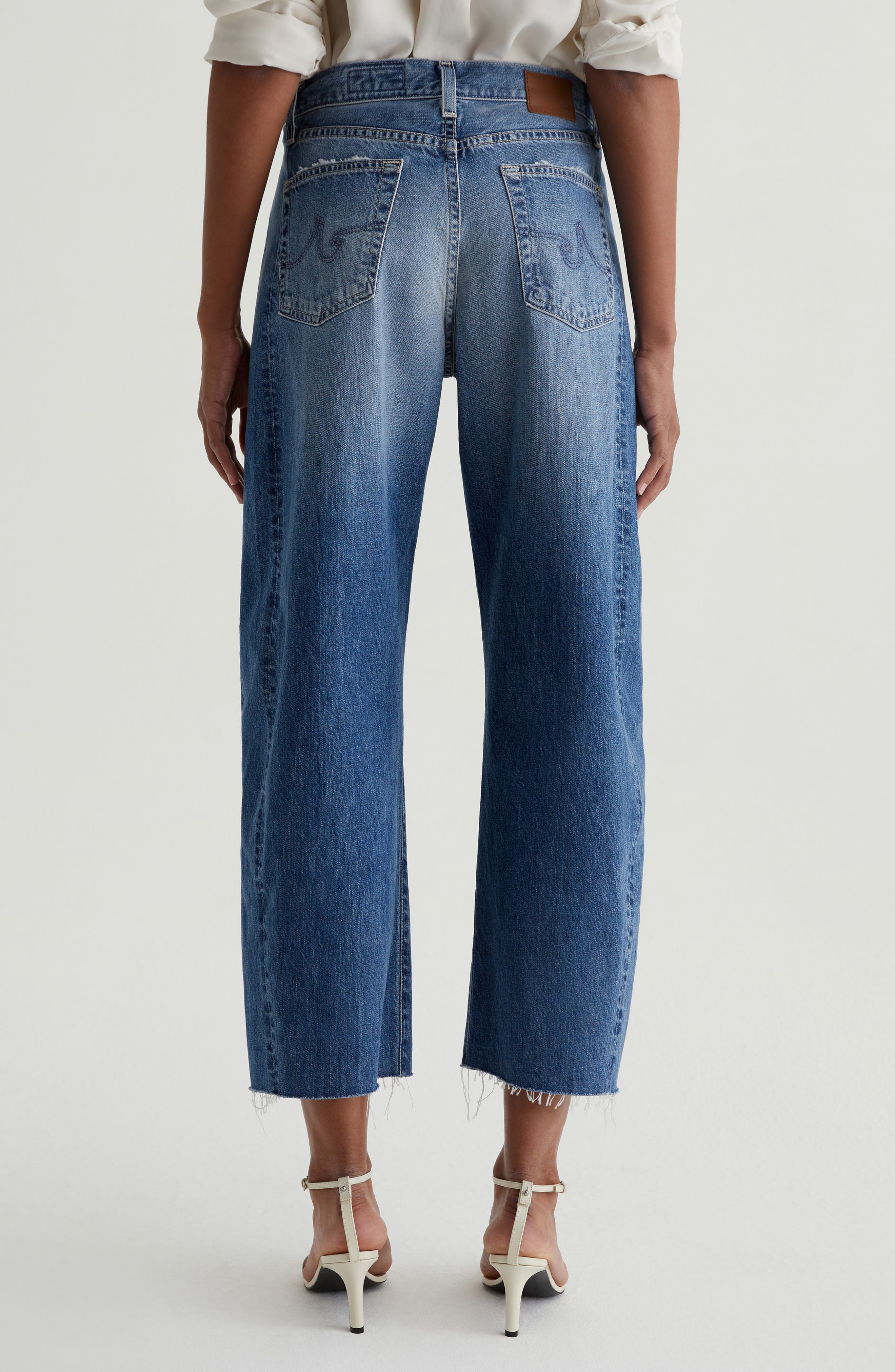 Hattie Raw Hem High Waist Crop Barrel Leg Jeans - image 2