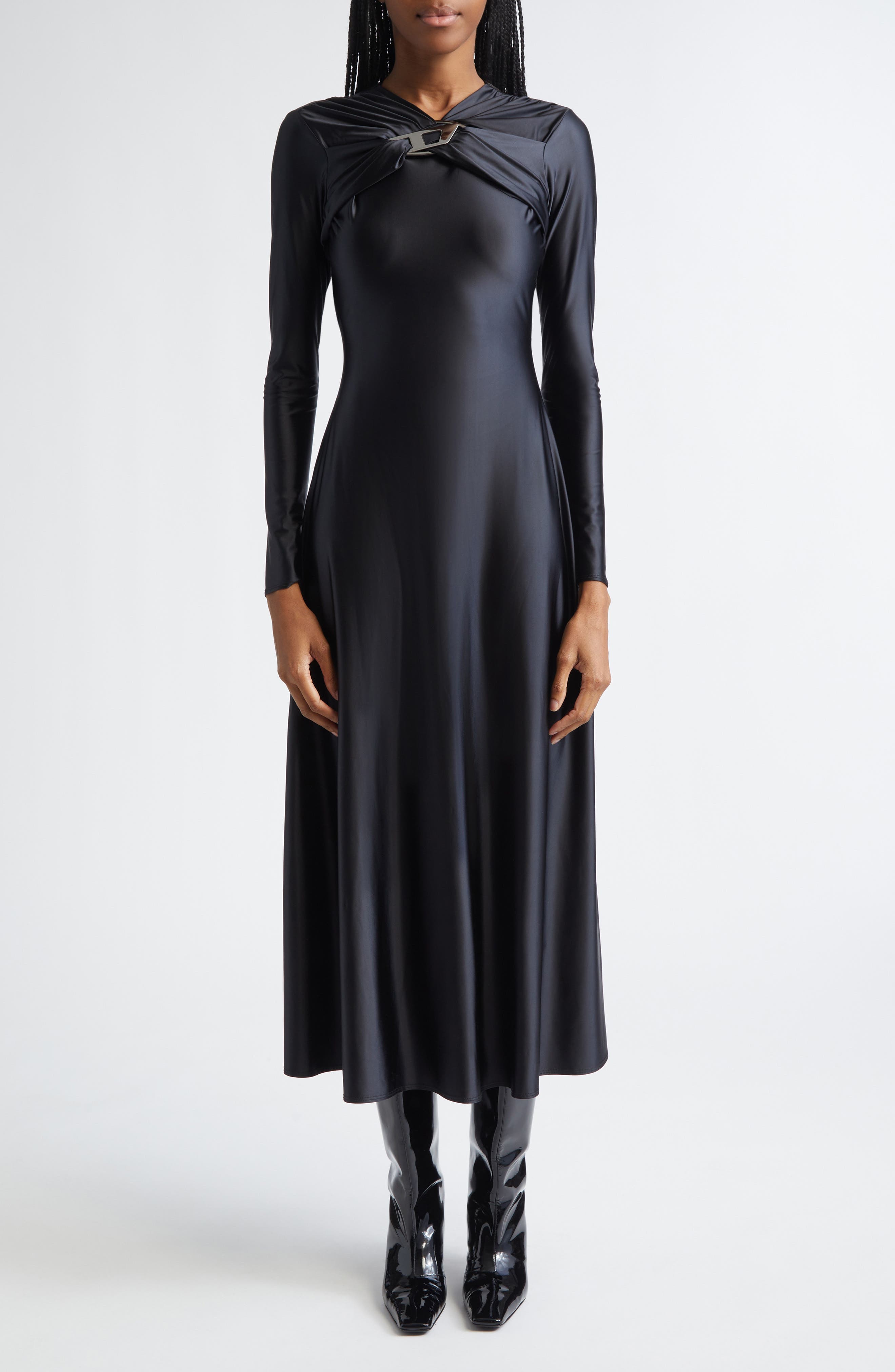 D-iamo Draped Long Sleeve Dress - image 1