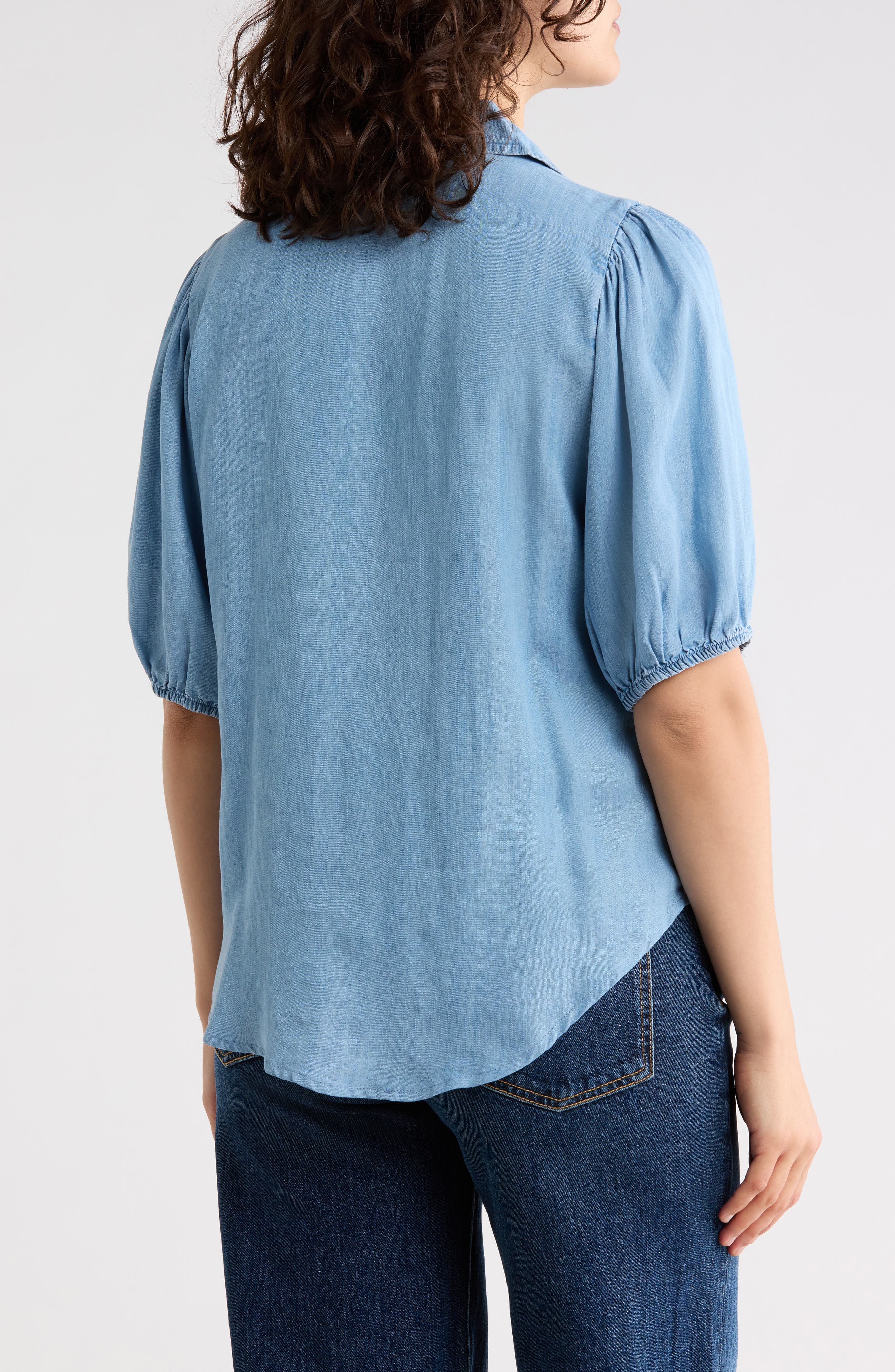 Lida Short Sleeve Denim Button-Up Shirt - image 2