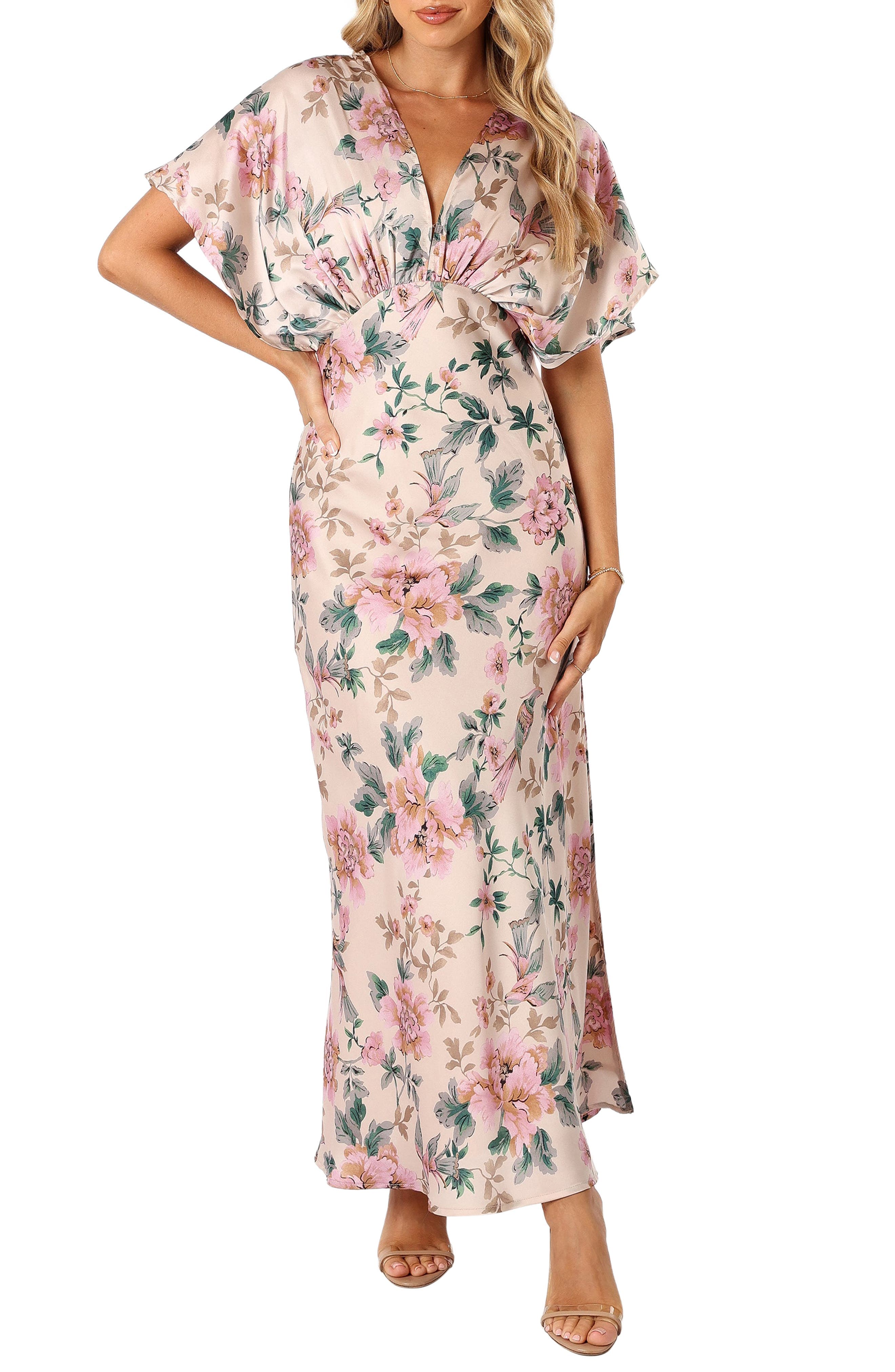 Ricki Floral Satin Gown - image 1
