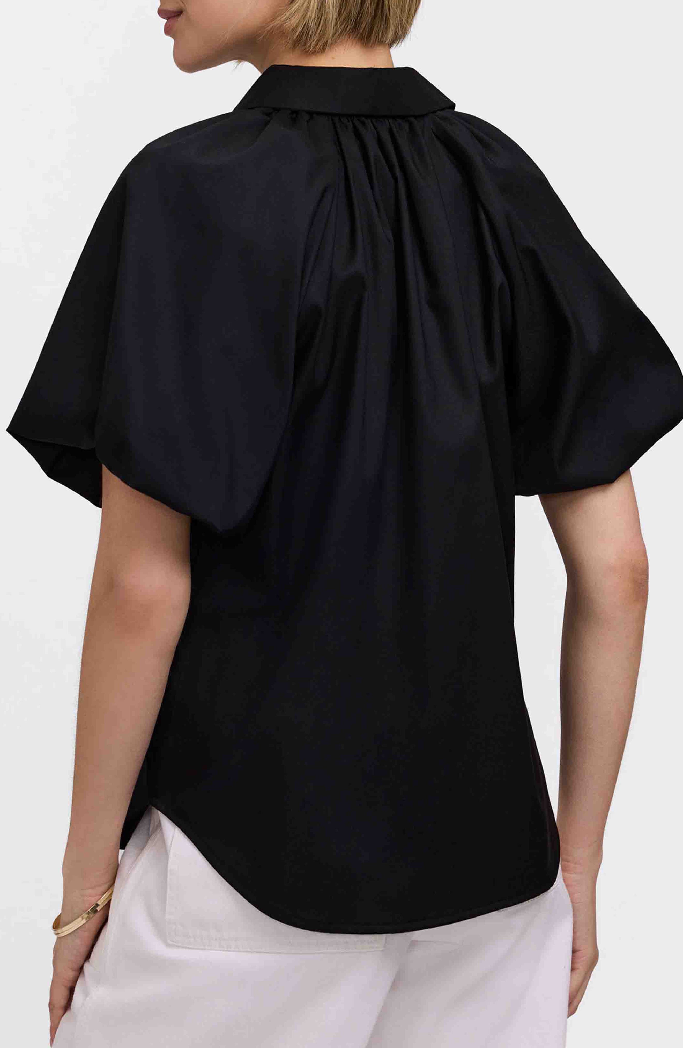 Paula Puff Sleeve Cotton Blend Button-Up Shirt - image 2
