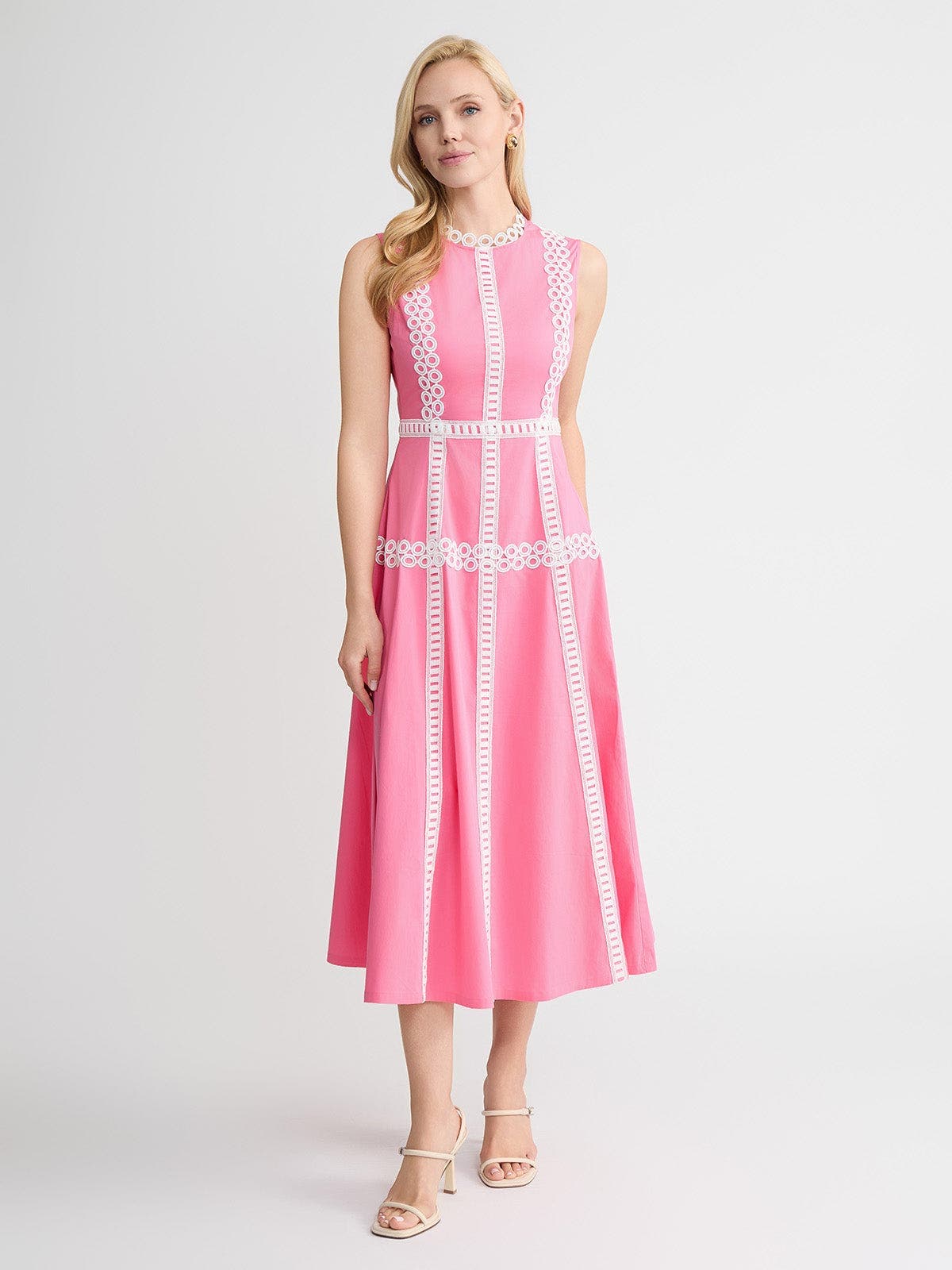 Fit & Flare Cotton Eyelet Trim Maxi Dress - image 3