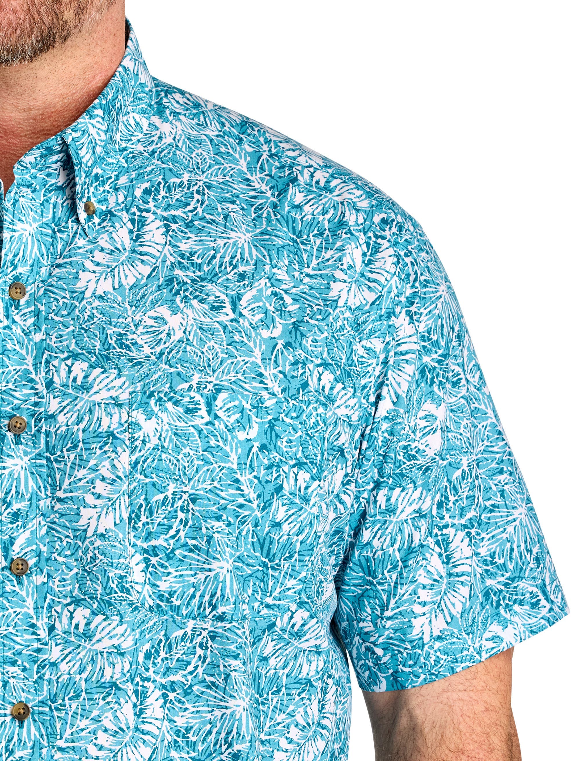Big & Tall Easy-Care Leaf Print Sport Shirt V3 - image 2