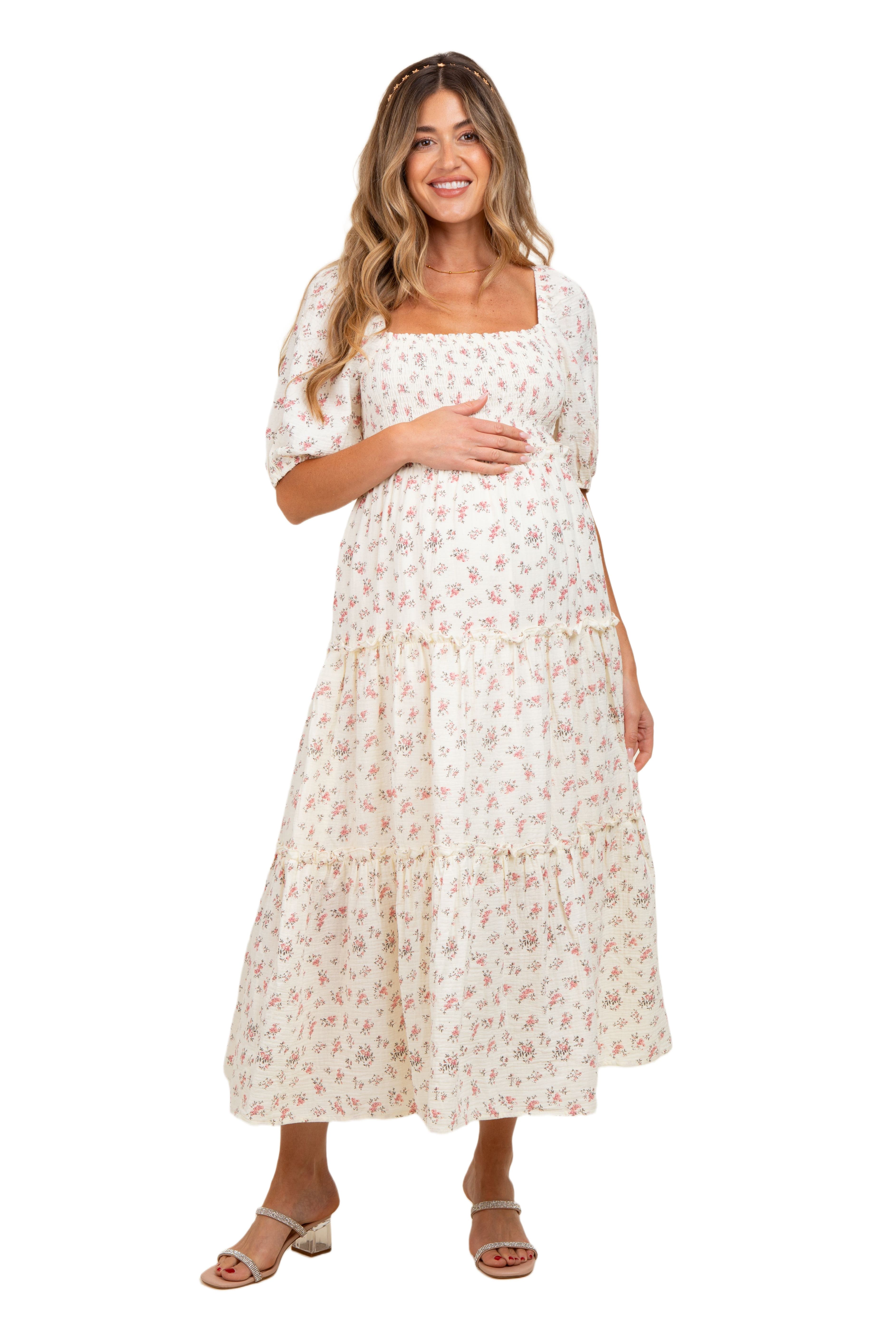 Floral Smocked Ruffle Tiered Maxi Dress - image 1