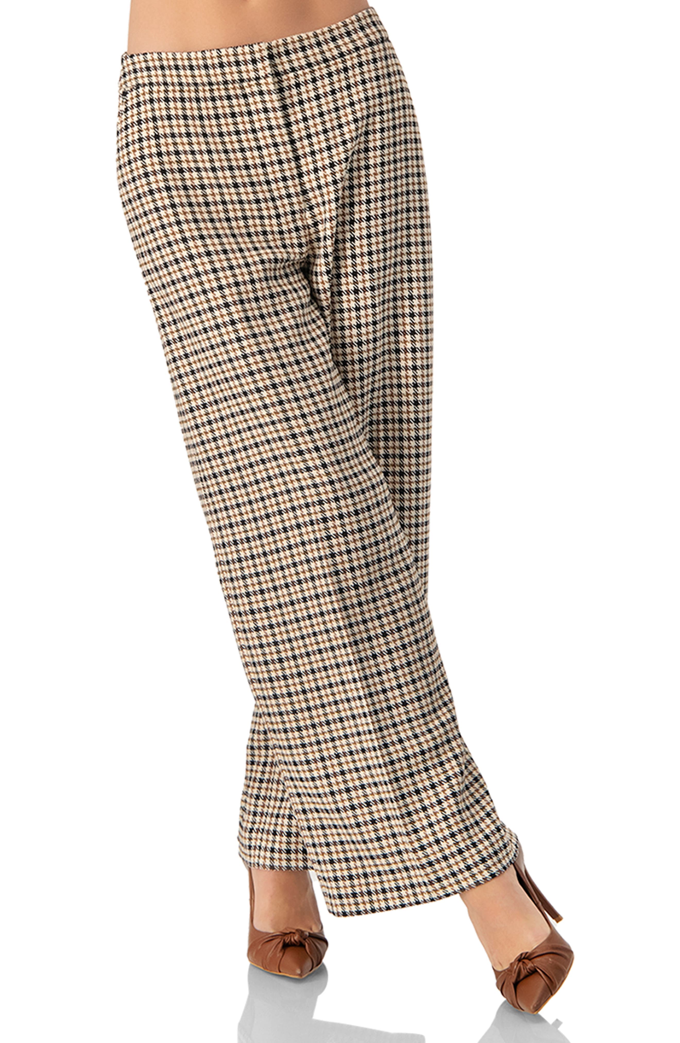 Wide Capri check Pants with Side Pockets - image 1