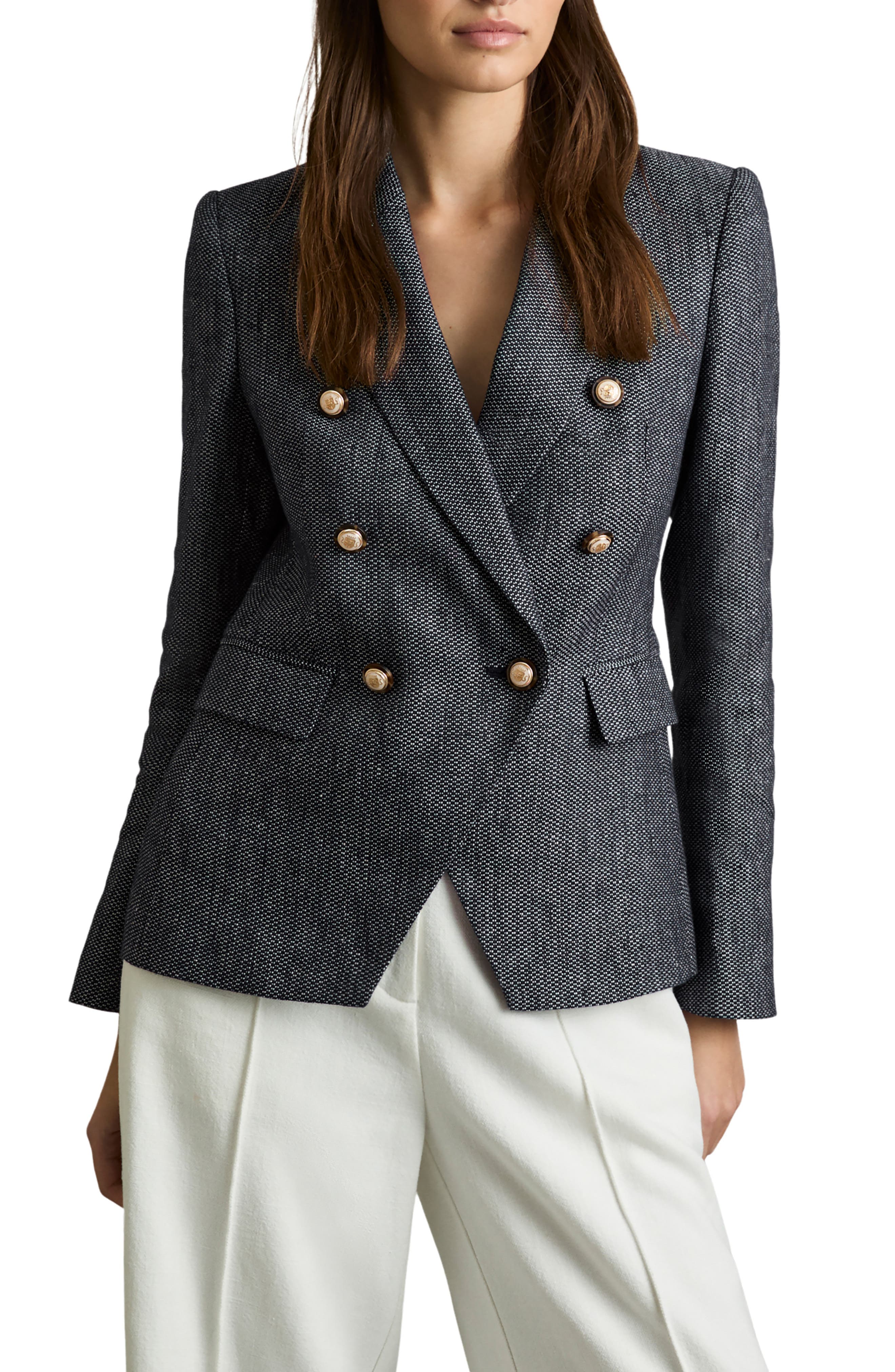 Baker Double Breasted Linen Blend Blazer - image 1