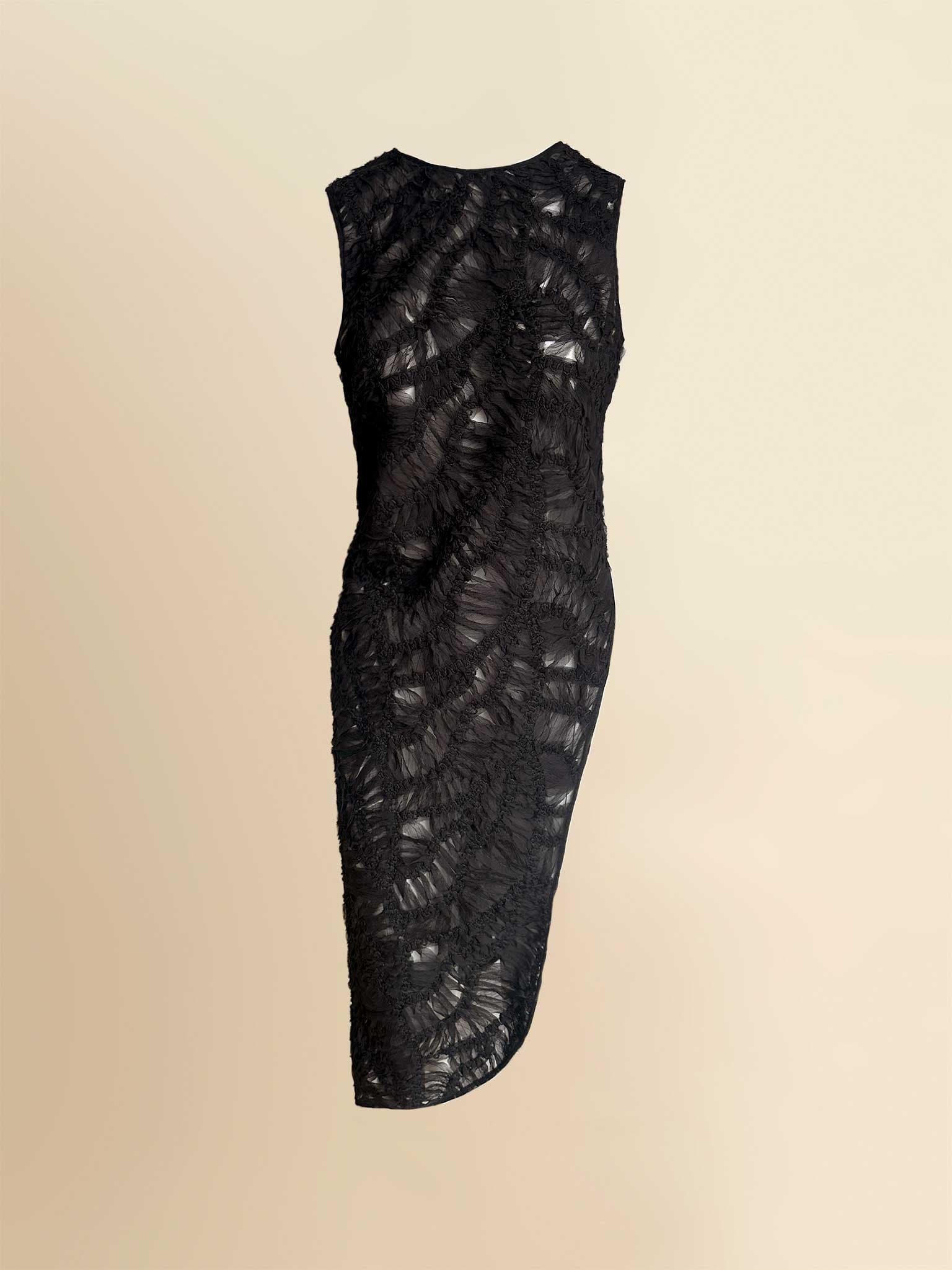 Fleur Sheer Italian Lace Asymmetrical Sleeveless Top - image 1