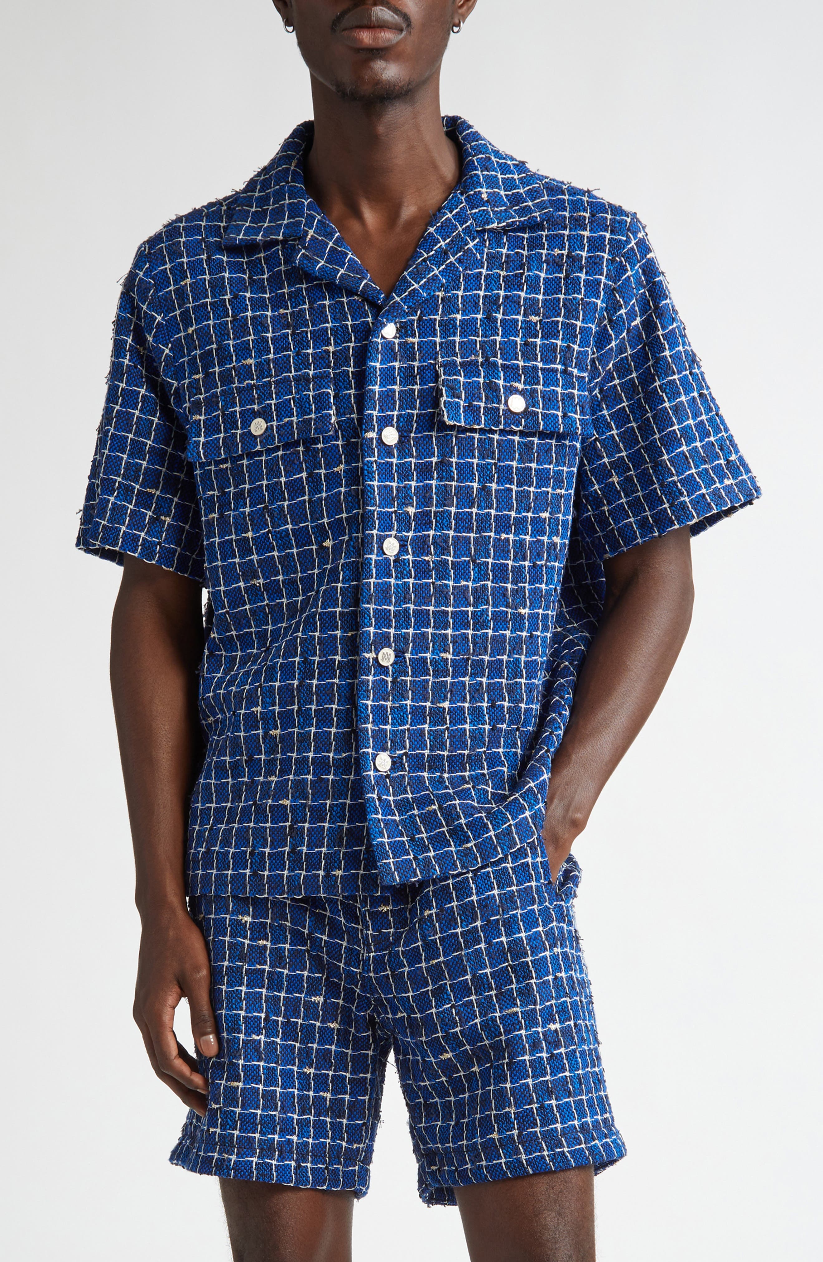 Boucle Check Snap-Up Camp Shirt - image 1