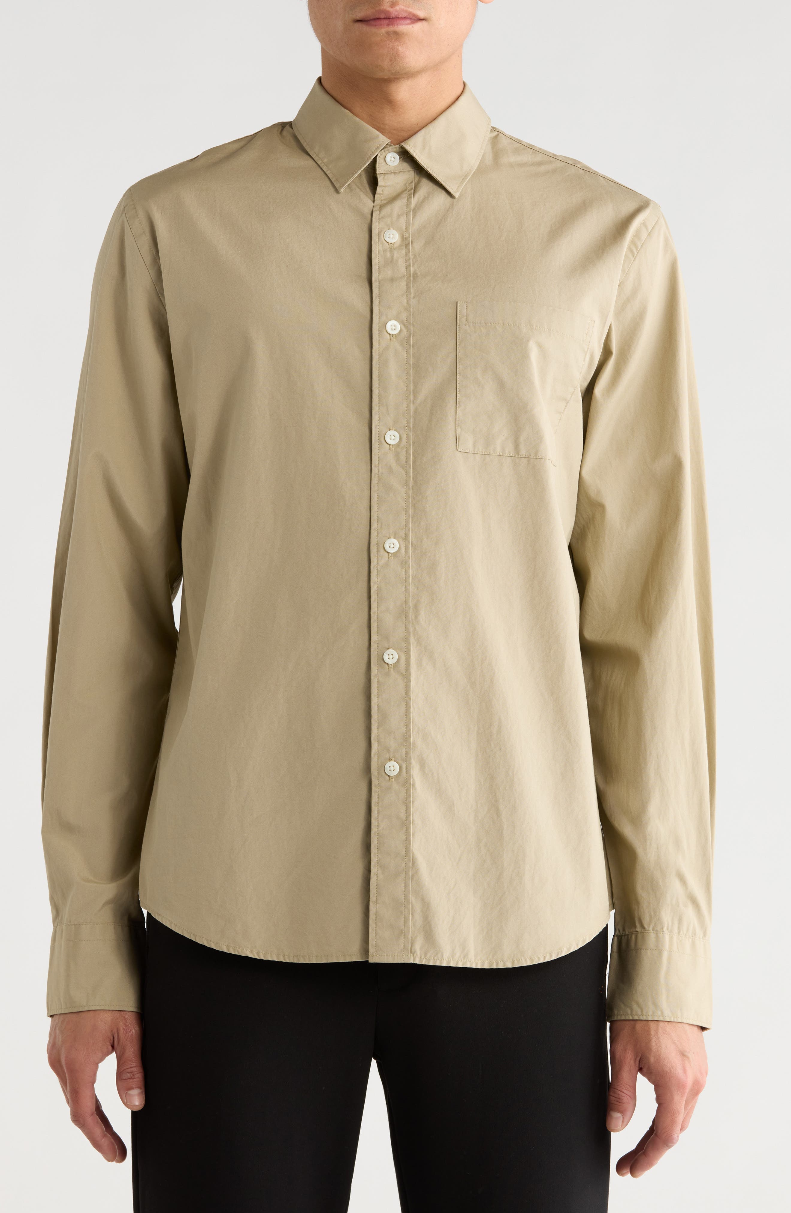 Poplin Long Sleeve Classic Fit Button-Up Shirt - image 1