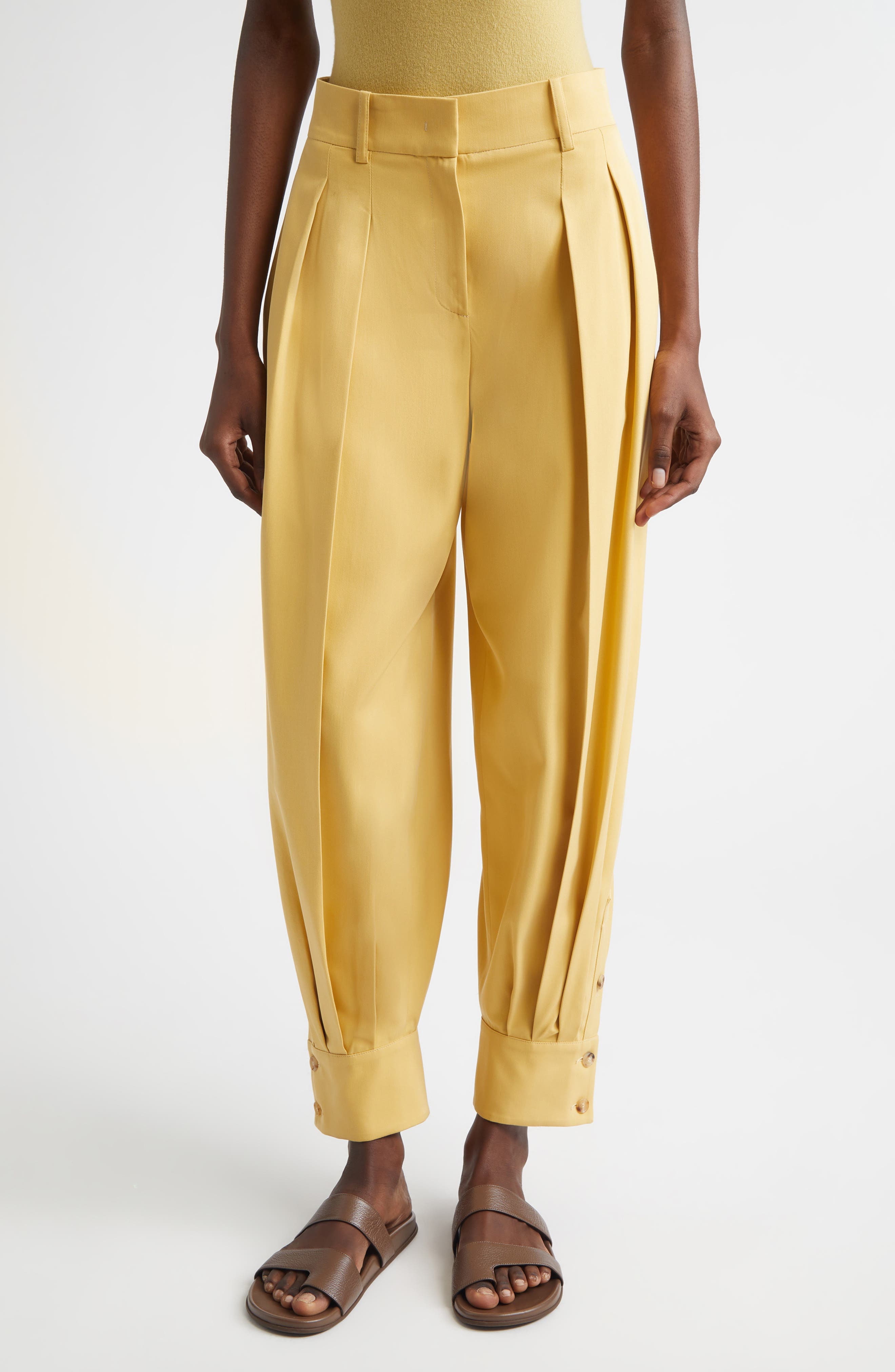 Cuffed Silk Gabardine Carrot Pants - image 1