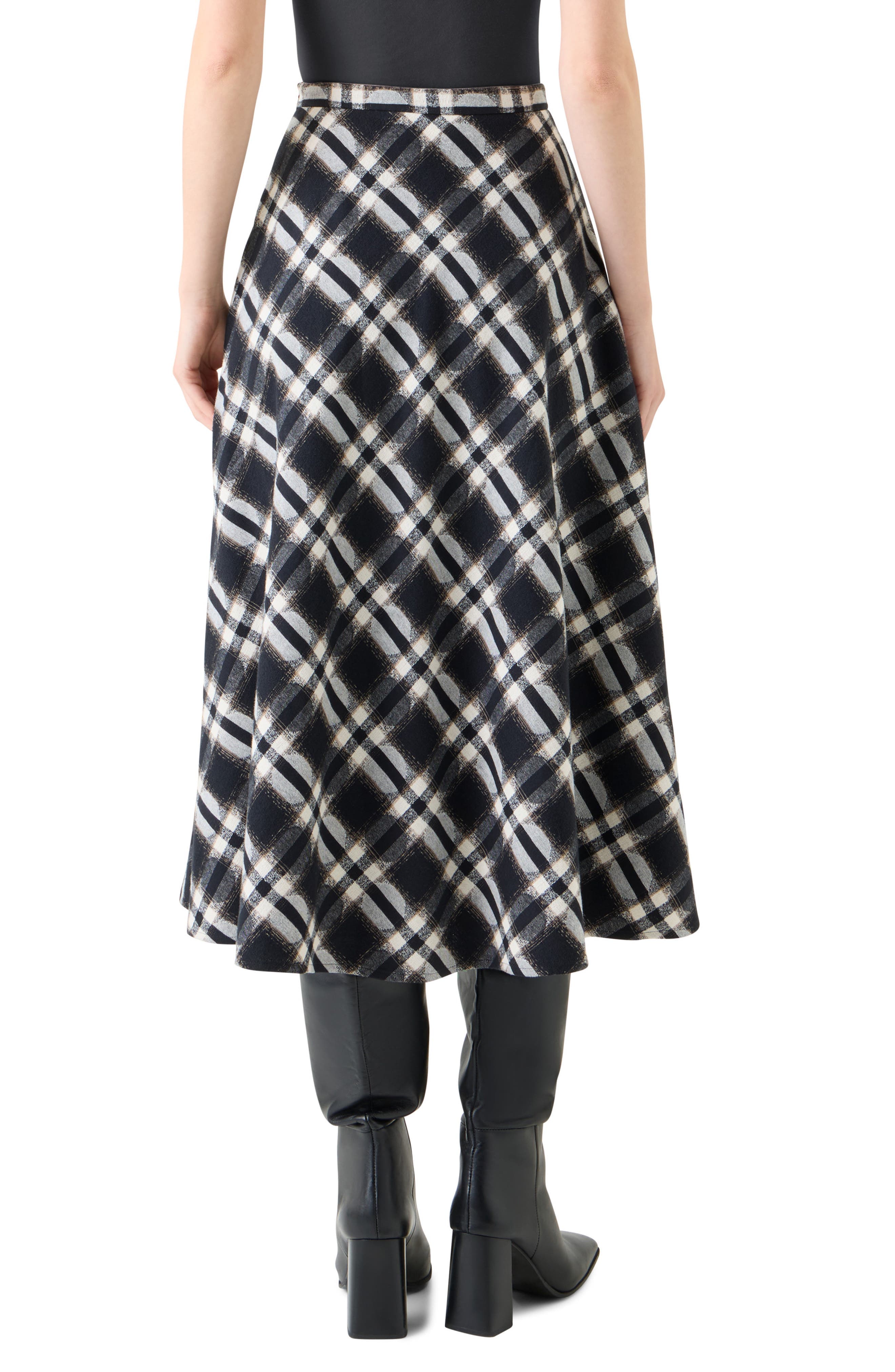Dot Plaid Cotton A-Line Skirt - image 2