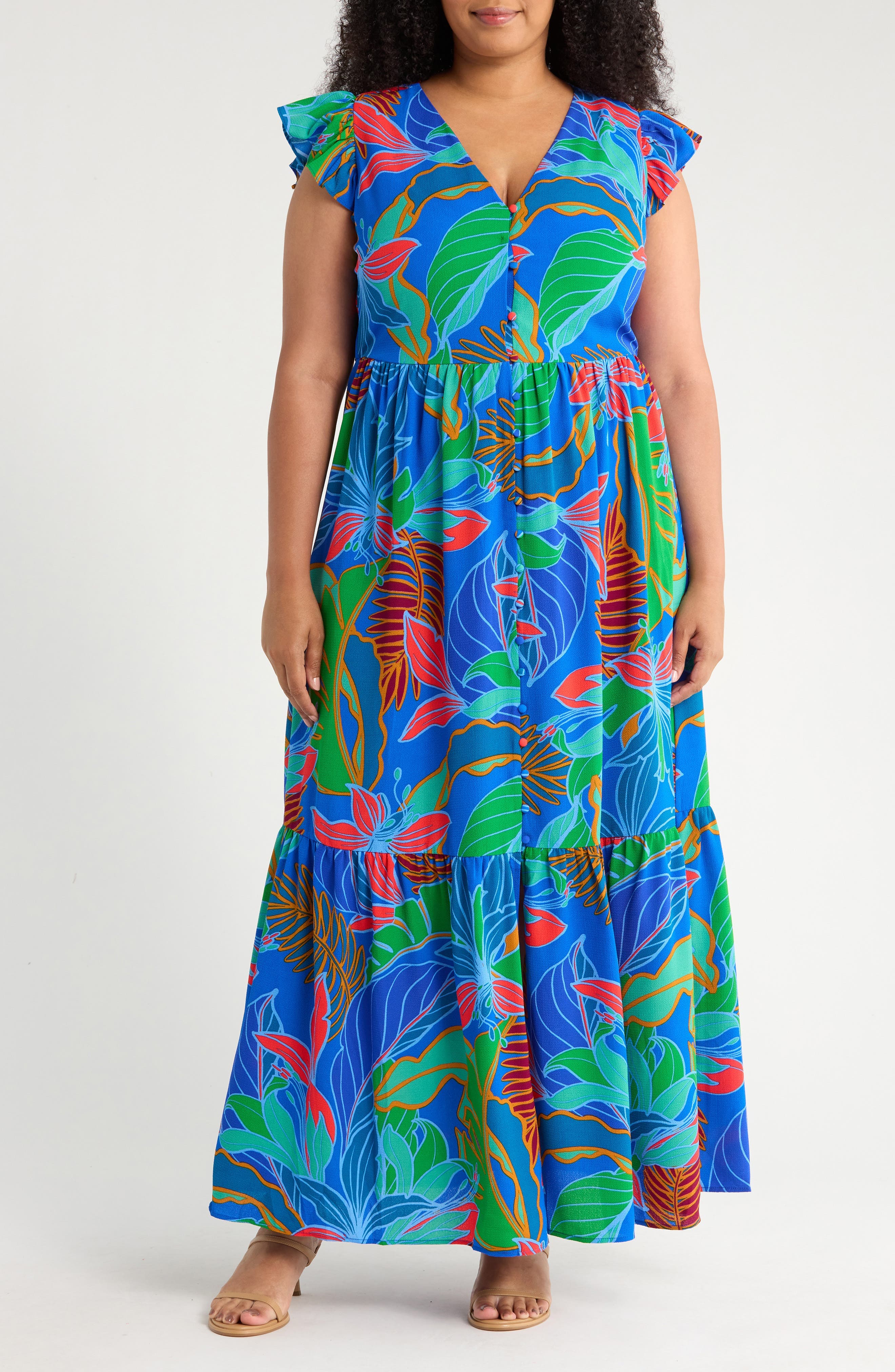 Malton Tropical Evianna Tiered Maxi Dress - image 1