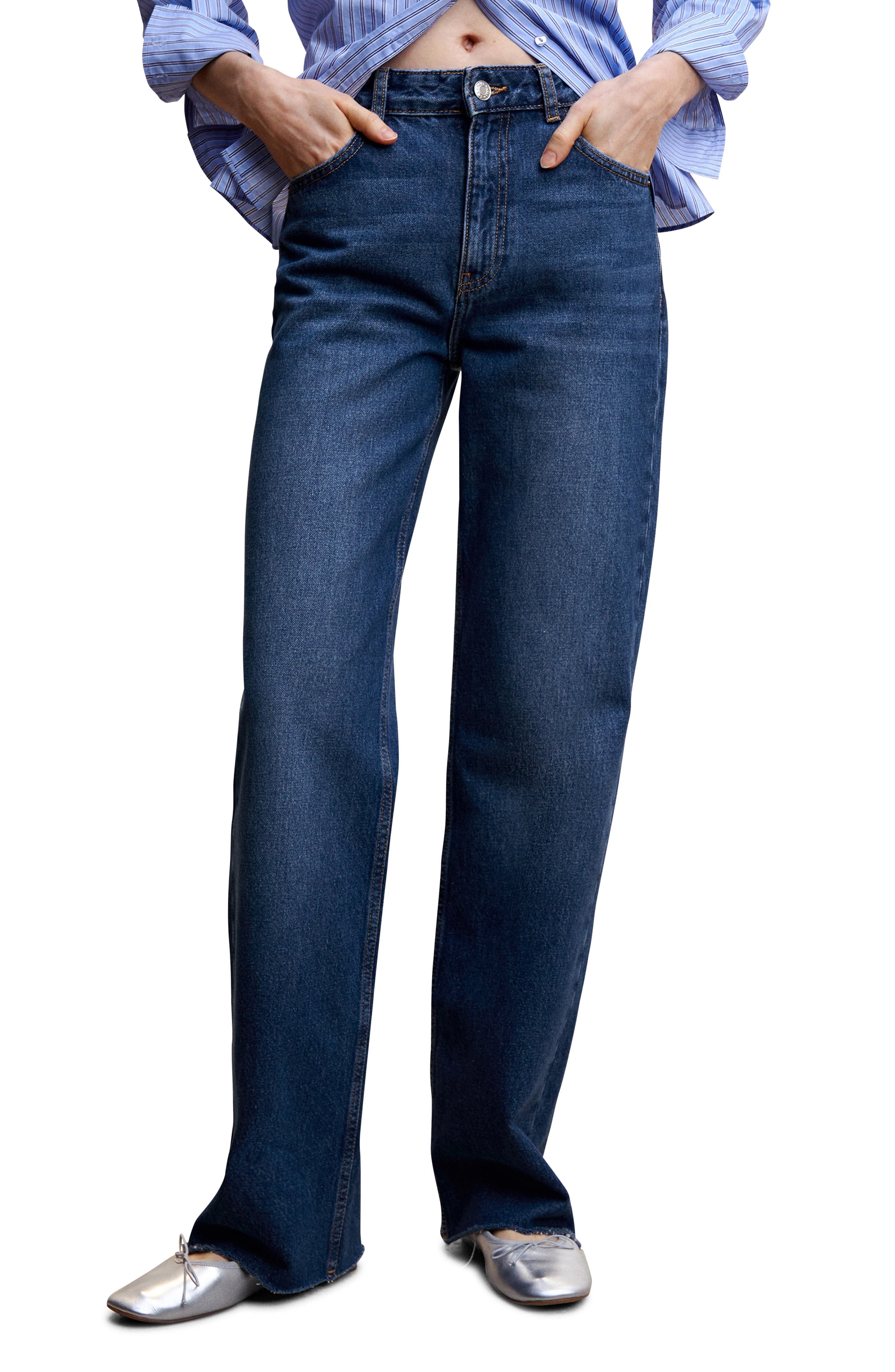 Raw Hem Wide Leg Jeans - image 1