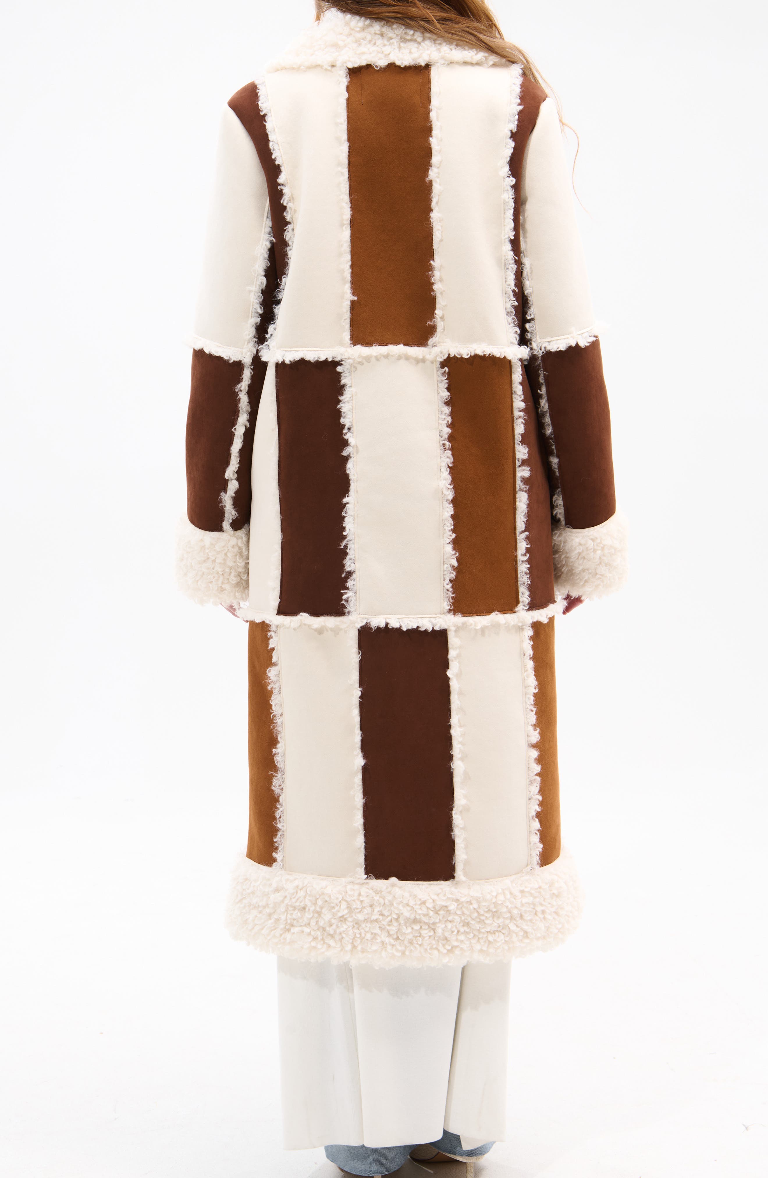 Telluride Longline Patchwork Coat with Faux Fur Collar - image 2