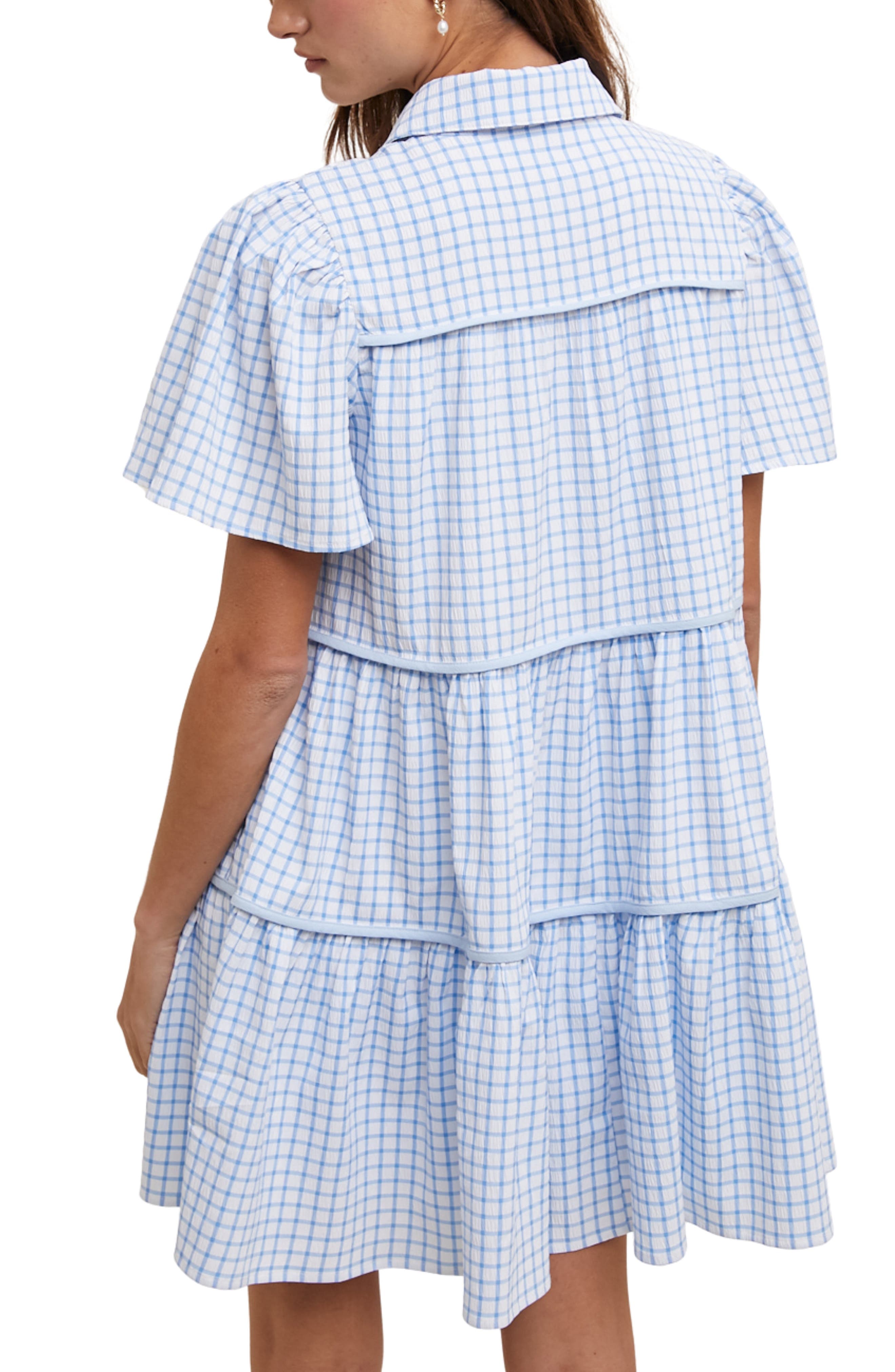Check Print Buttoned Babydoll Dress - image 2