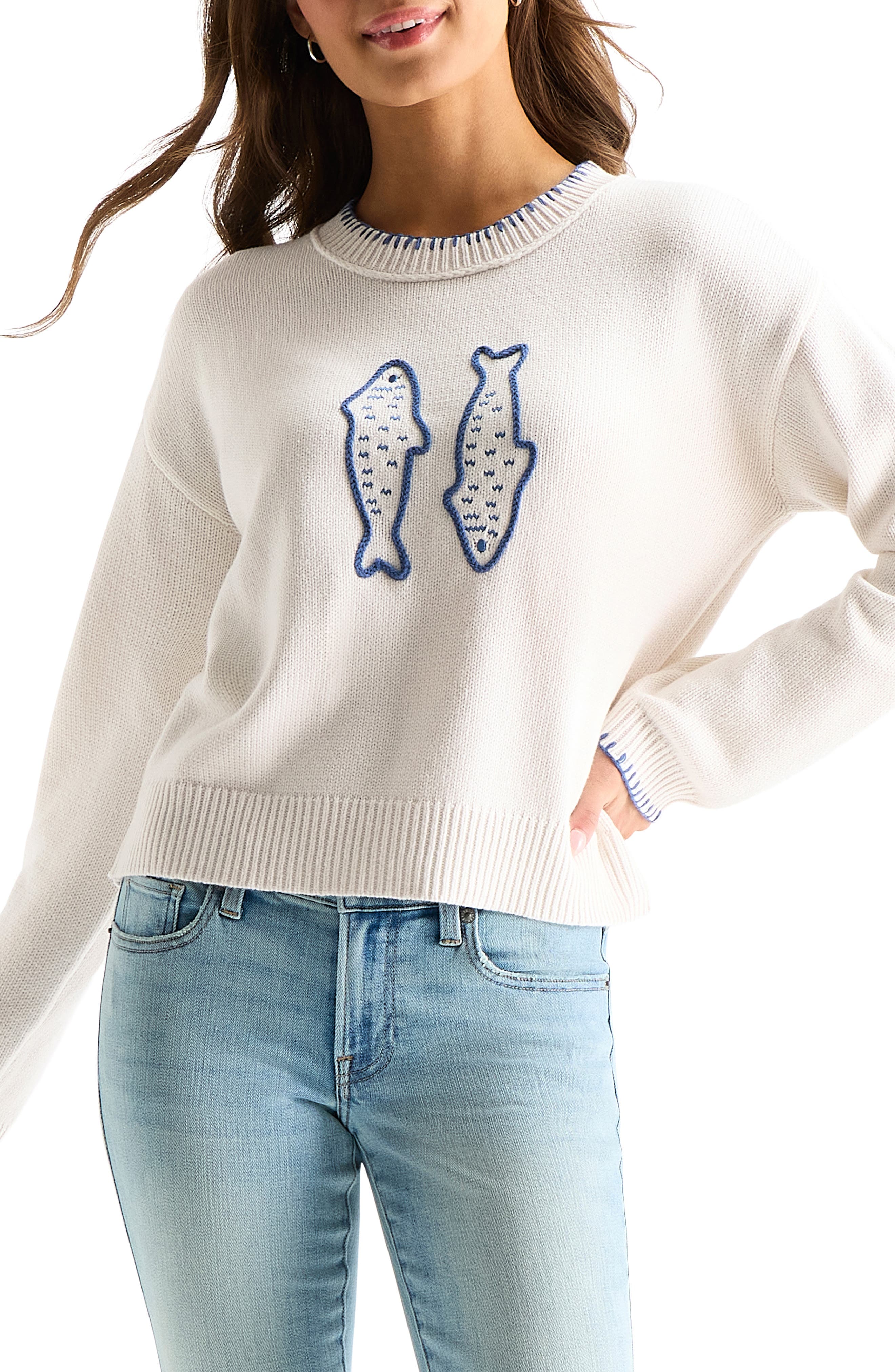Embroidered Fish Sweater - image 3