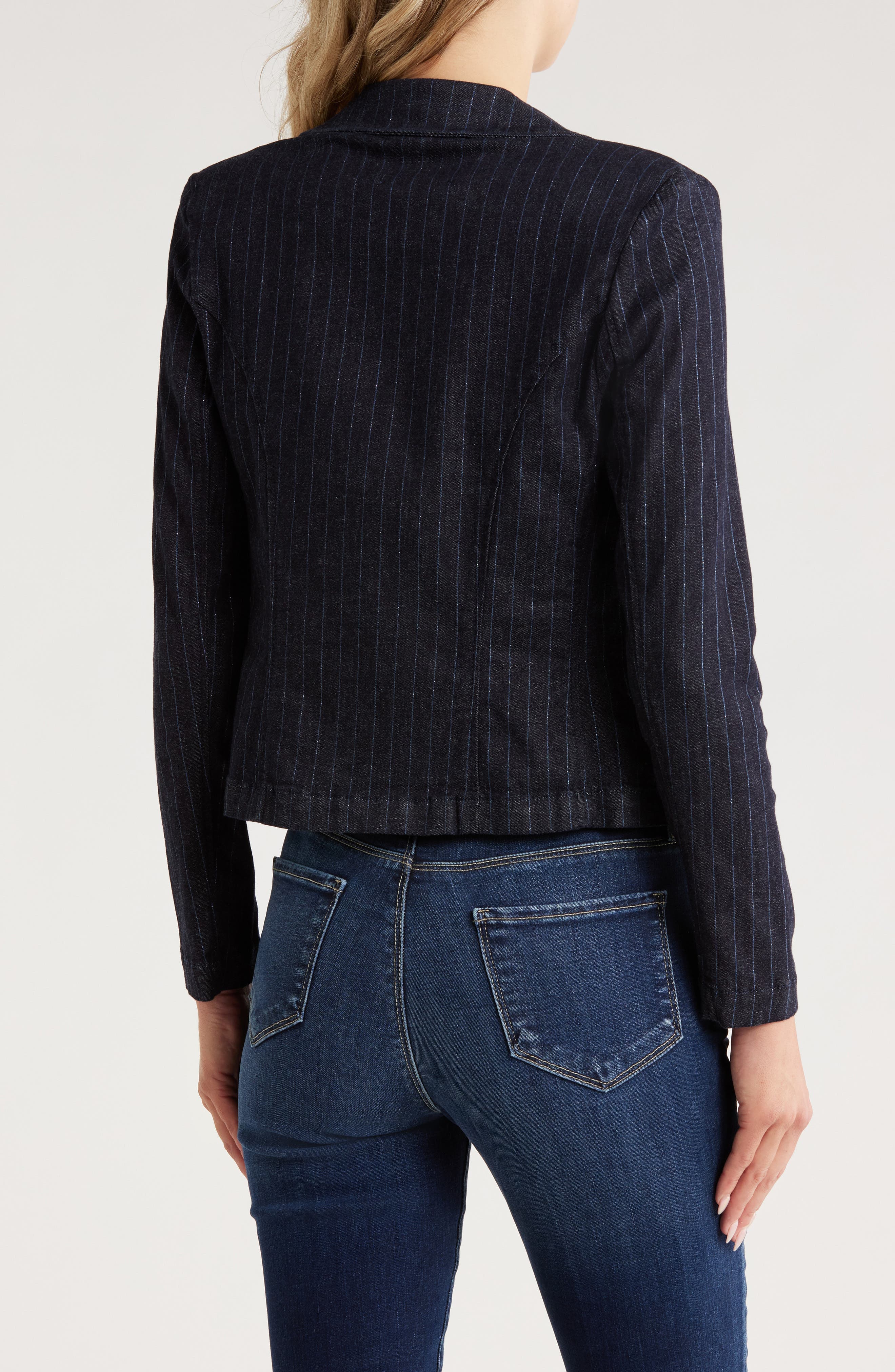 Wayne Pinstripe Double Breast Crop Jacket - image 2