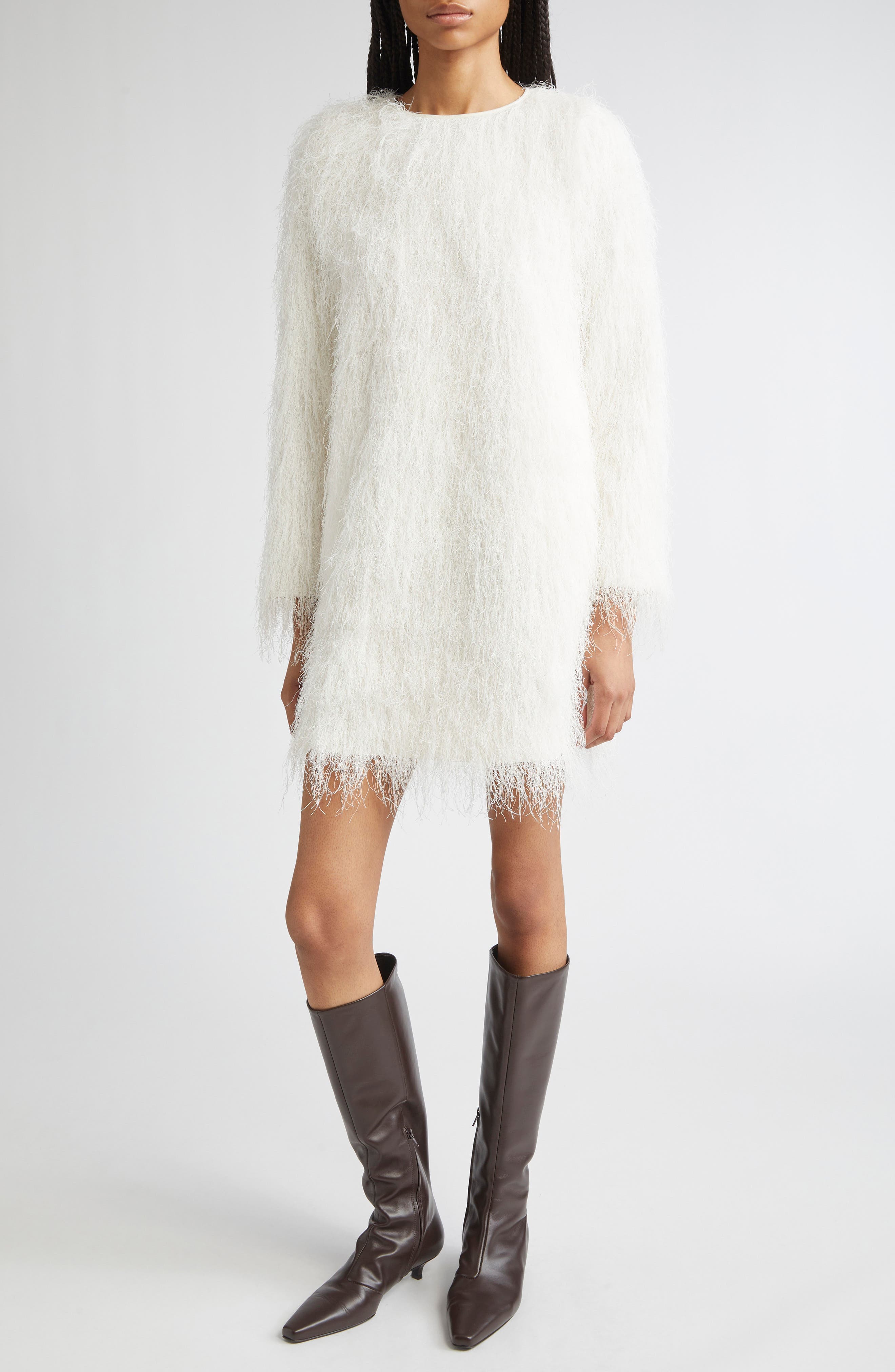 Tina Long Sleeve Fringe Minidress - image 1