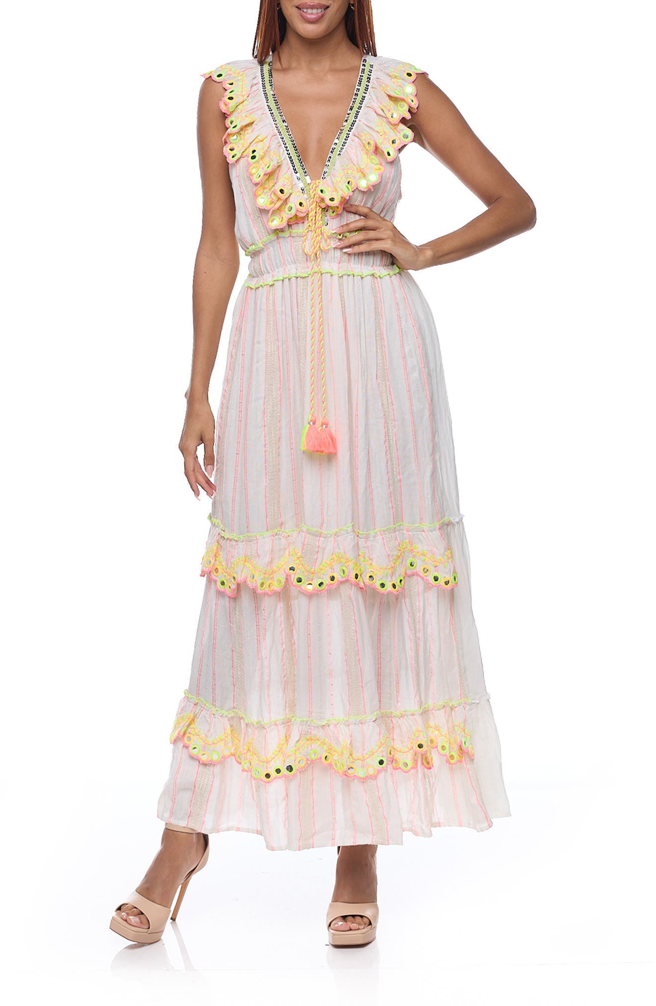 Ruffle Sleeveless Cotton Maxi Dress - image 1