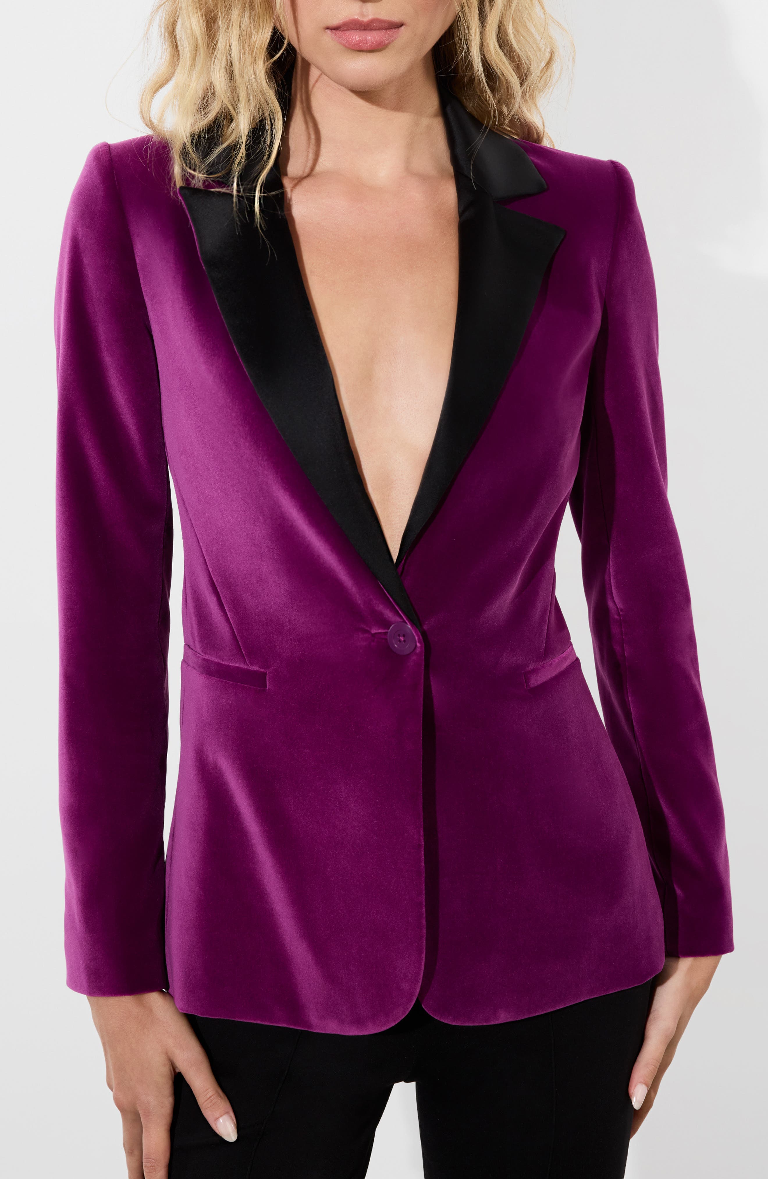 Macey Fitted Velvet Blazer - image 1