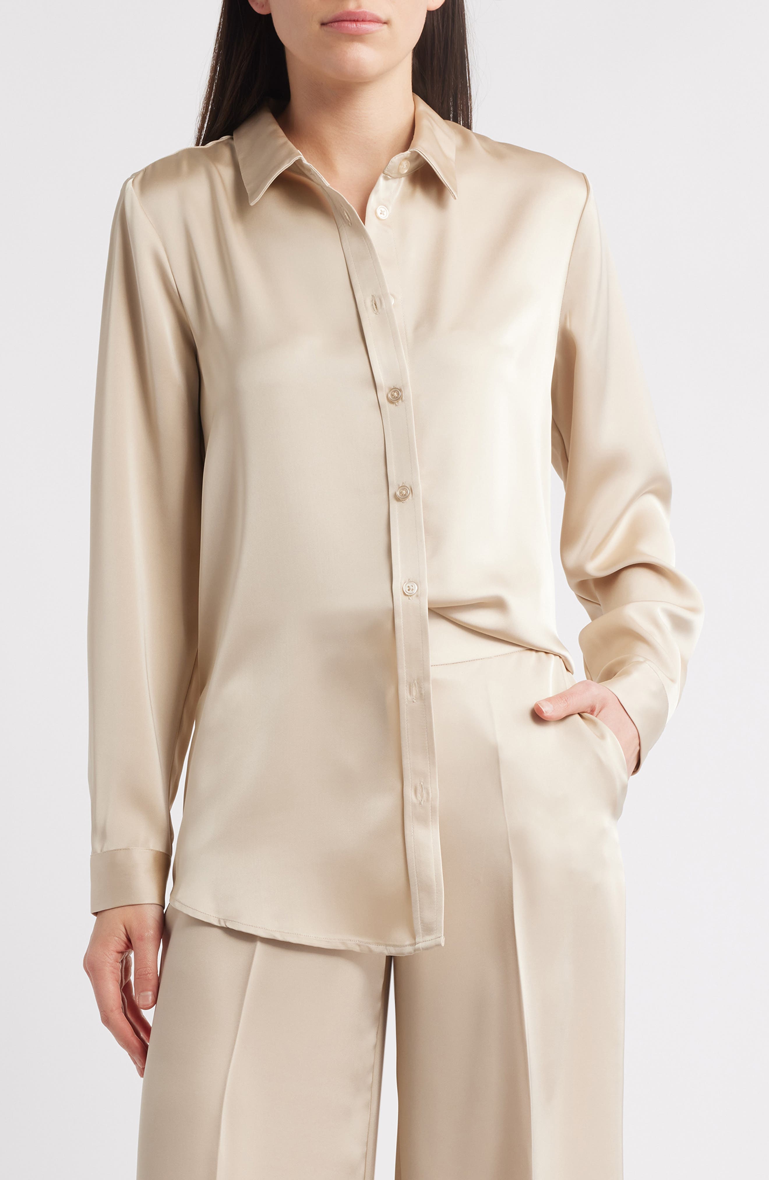 Satin Button-Up Shirt - image 1