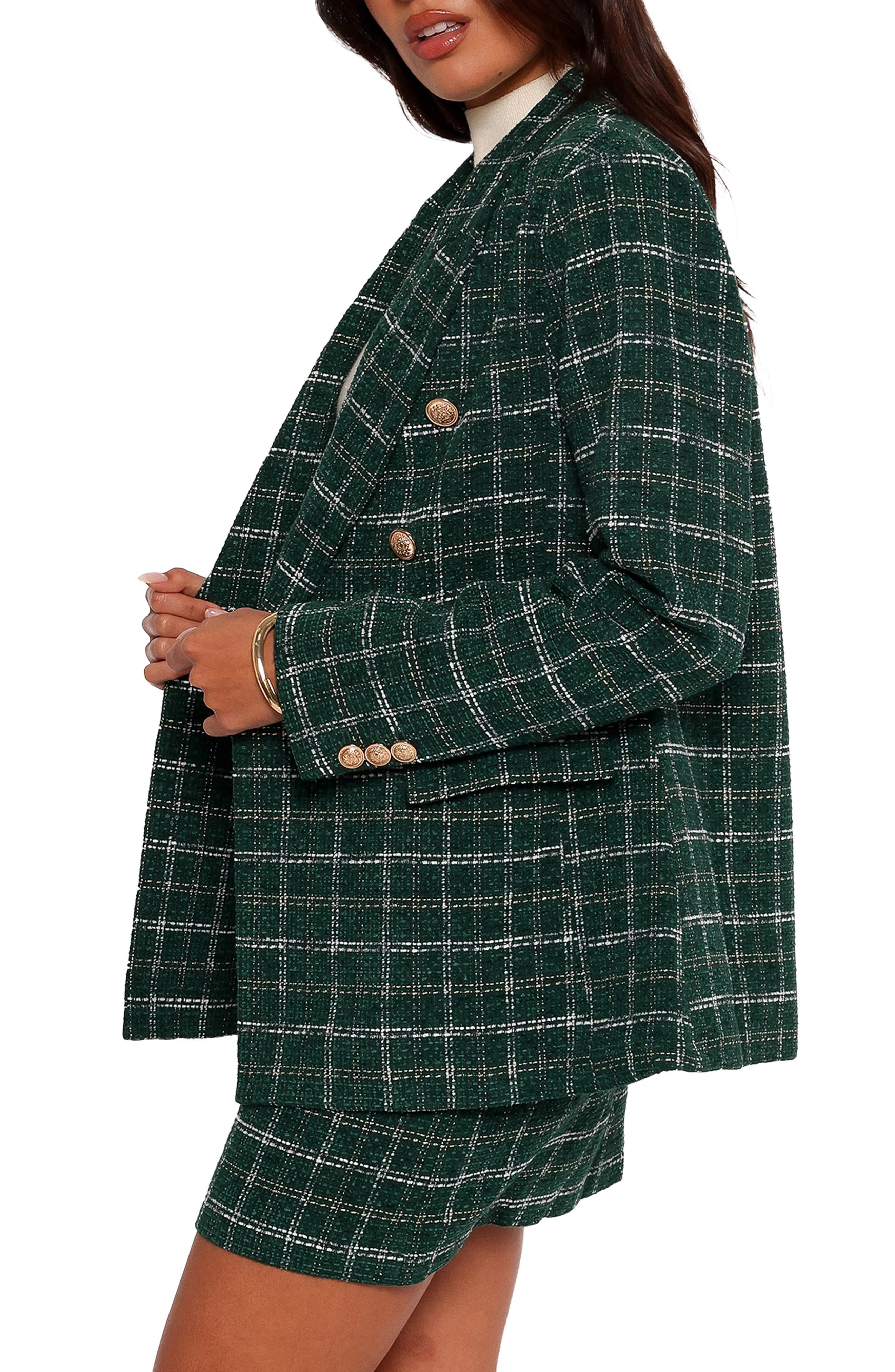 Jules Plaid Double Breasted Twill Blazer - image 2