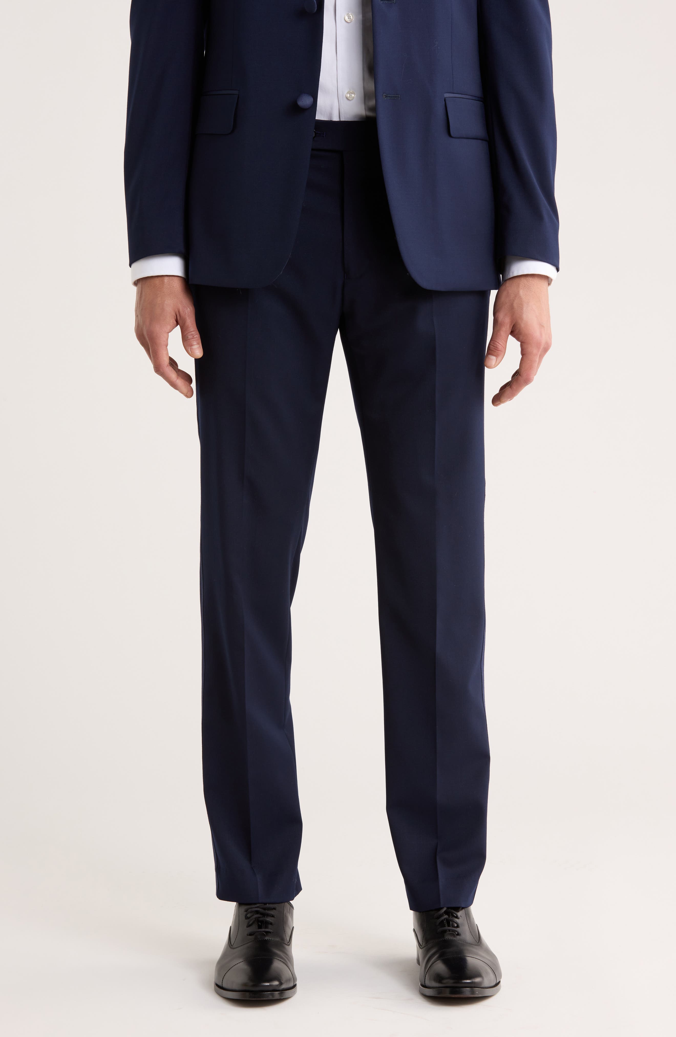 Flat Front Wool Blend Tuxedo Pants - image 1