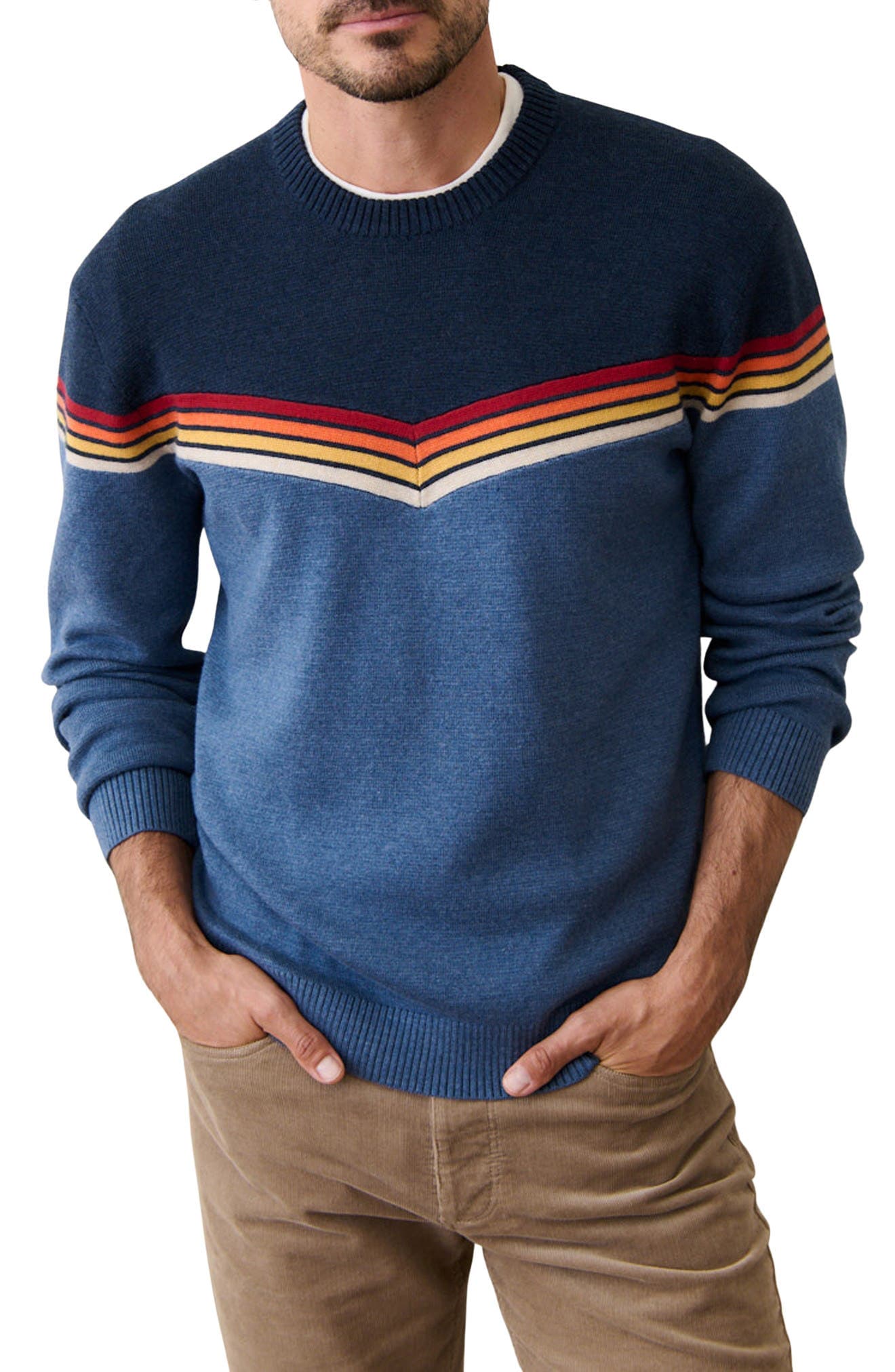 Dean Chevron Cotton Blend Crewneck Sweater - image 1