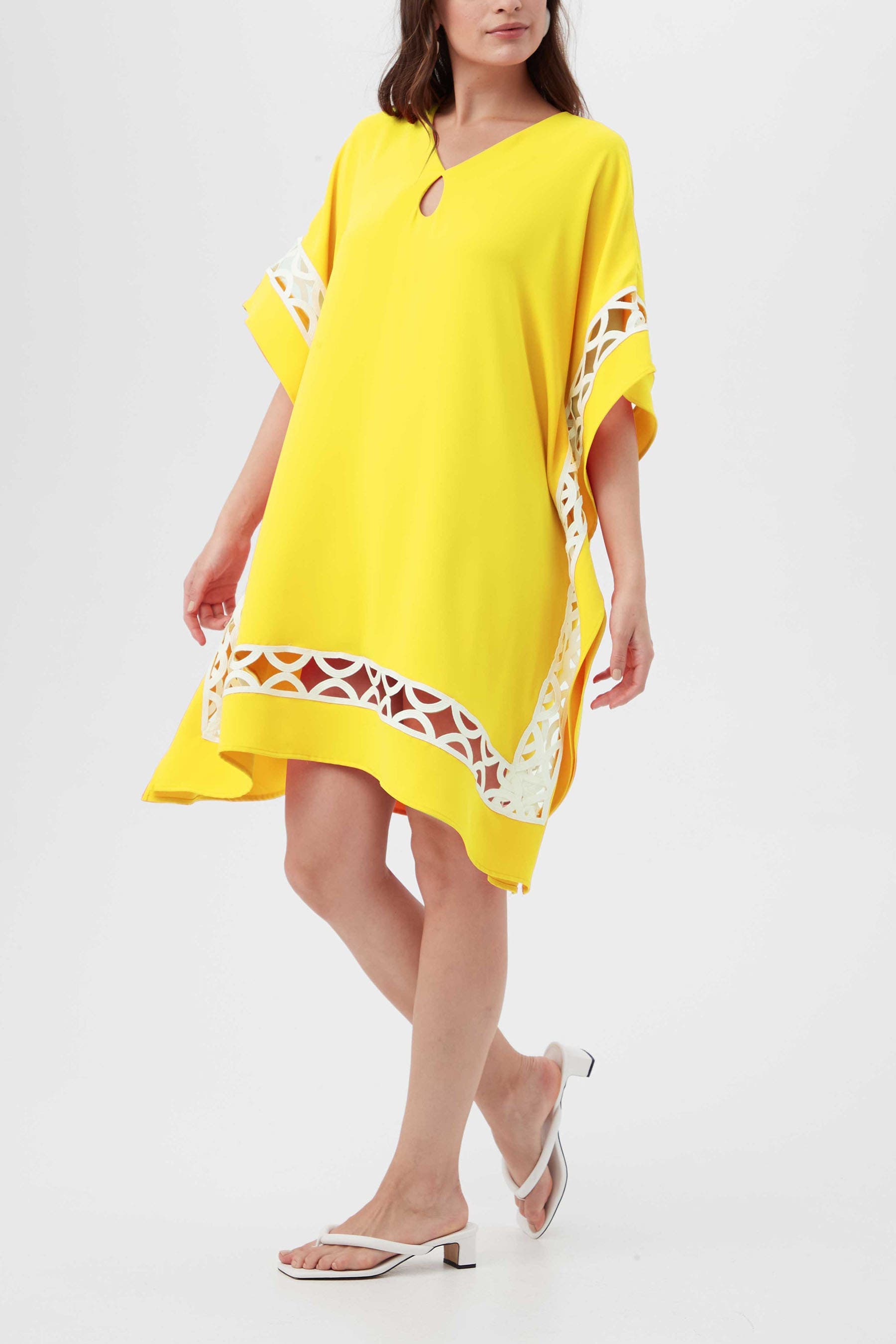 Amoureux Embroidered Trim Caftan Dress - image 2