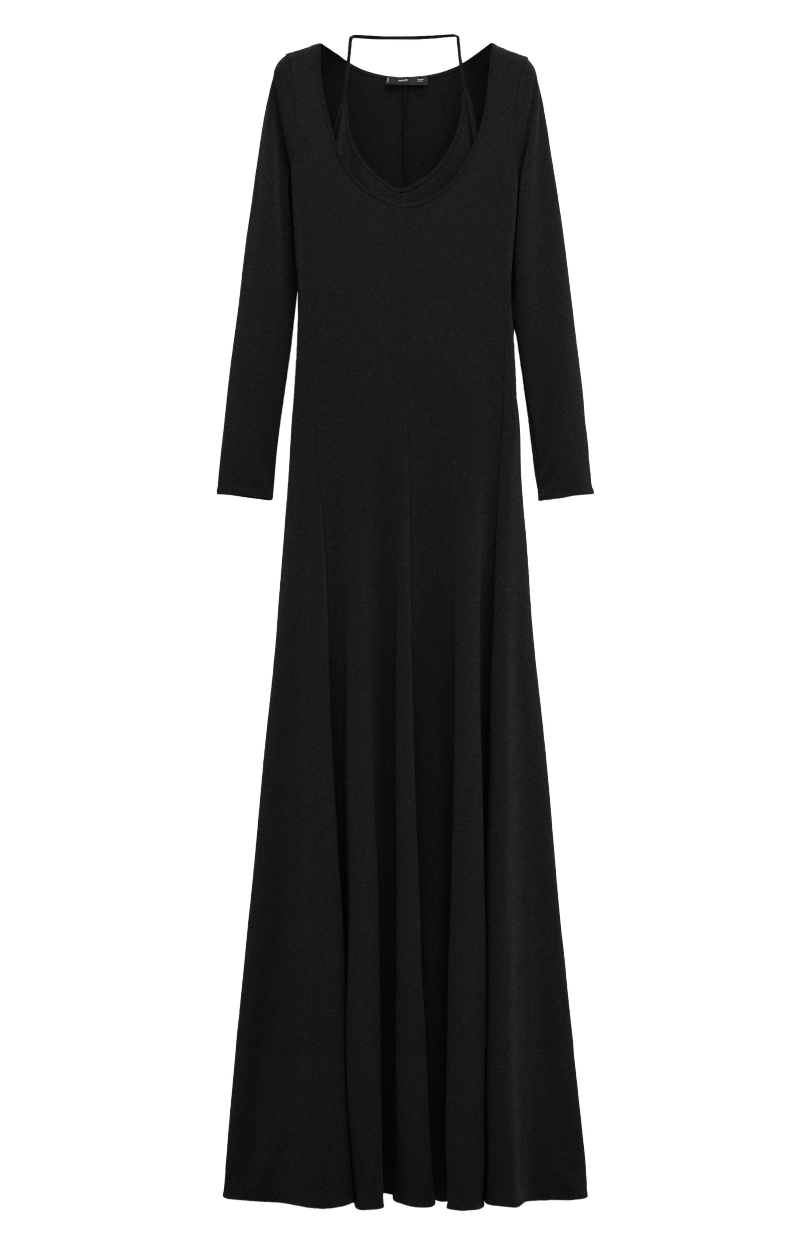 Long Sleeve Knit Maxi Dress with Halter Neck - image 1