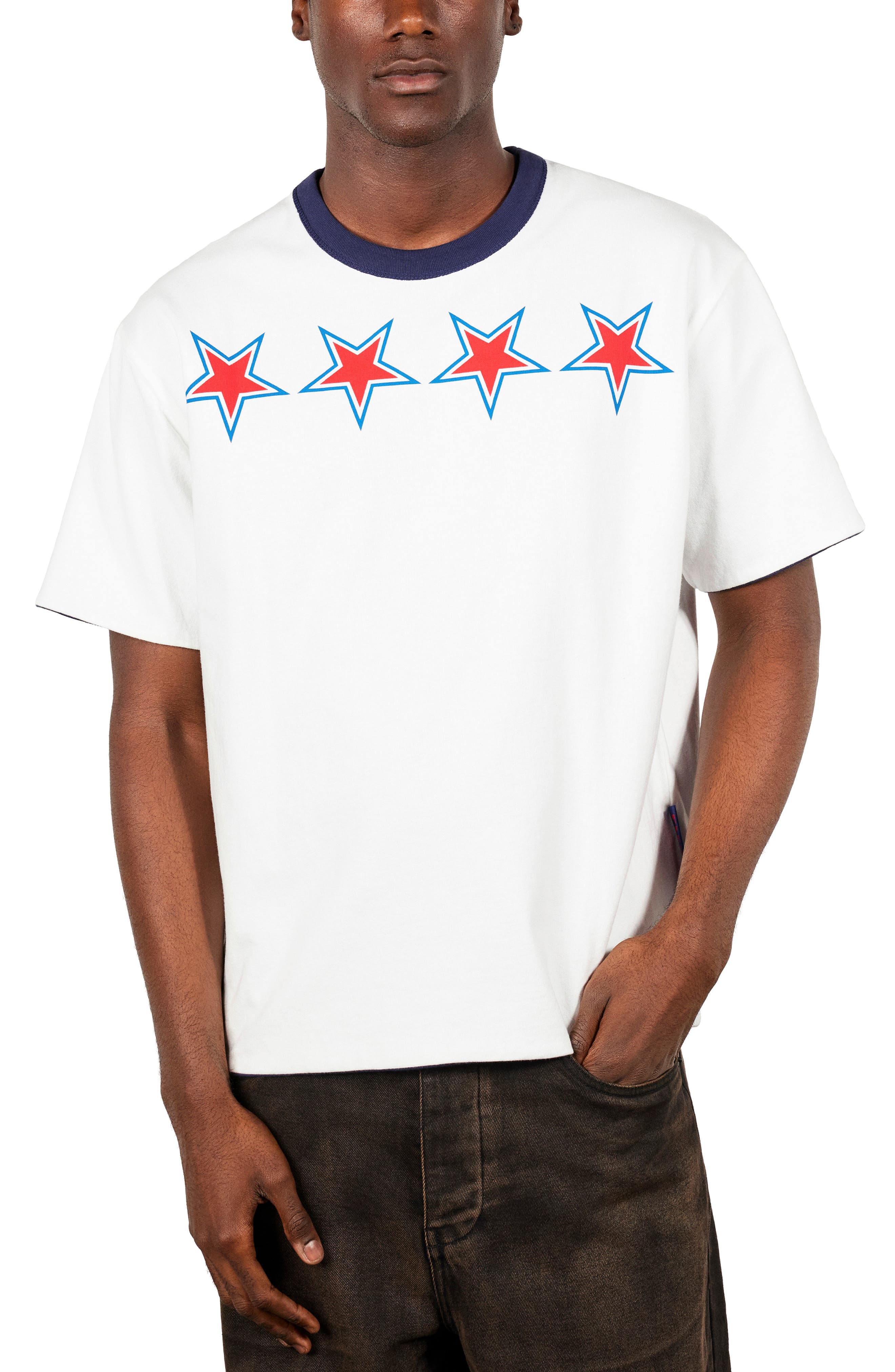 X Zero Skateboards Stars Graphic Print Reversible T-Shirt - image 2