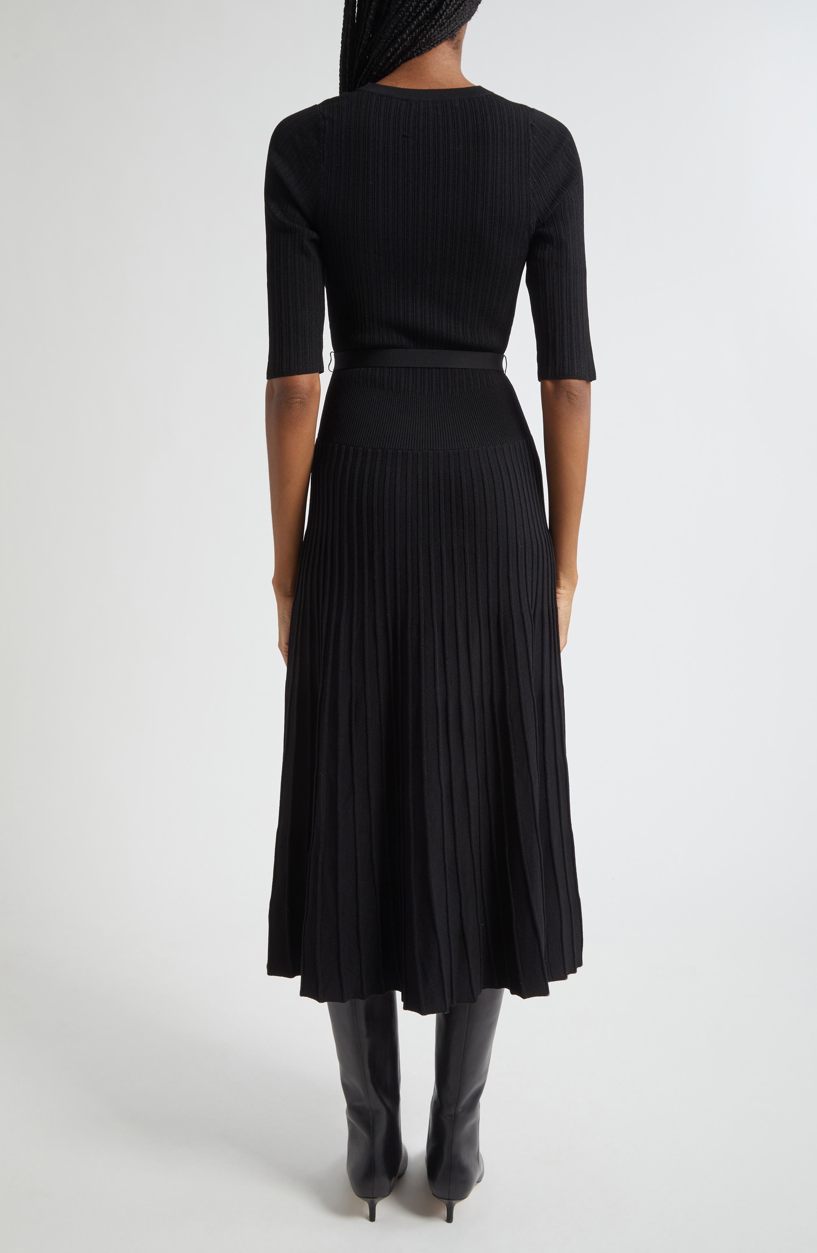 Elthea Elbow Sleeve Rib Knit Dress - image 2