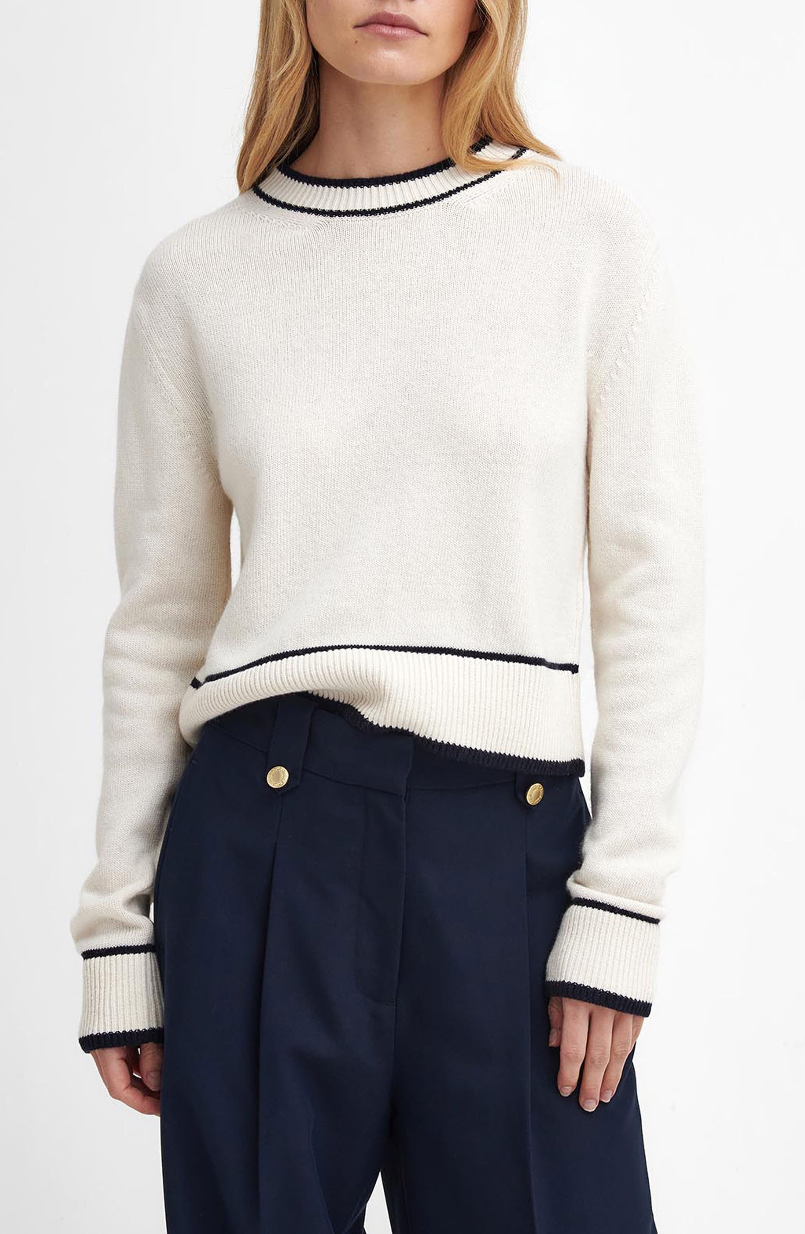 Rochelle Tipped Crop Wool & Cotton Sweater - image 1