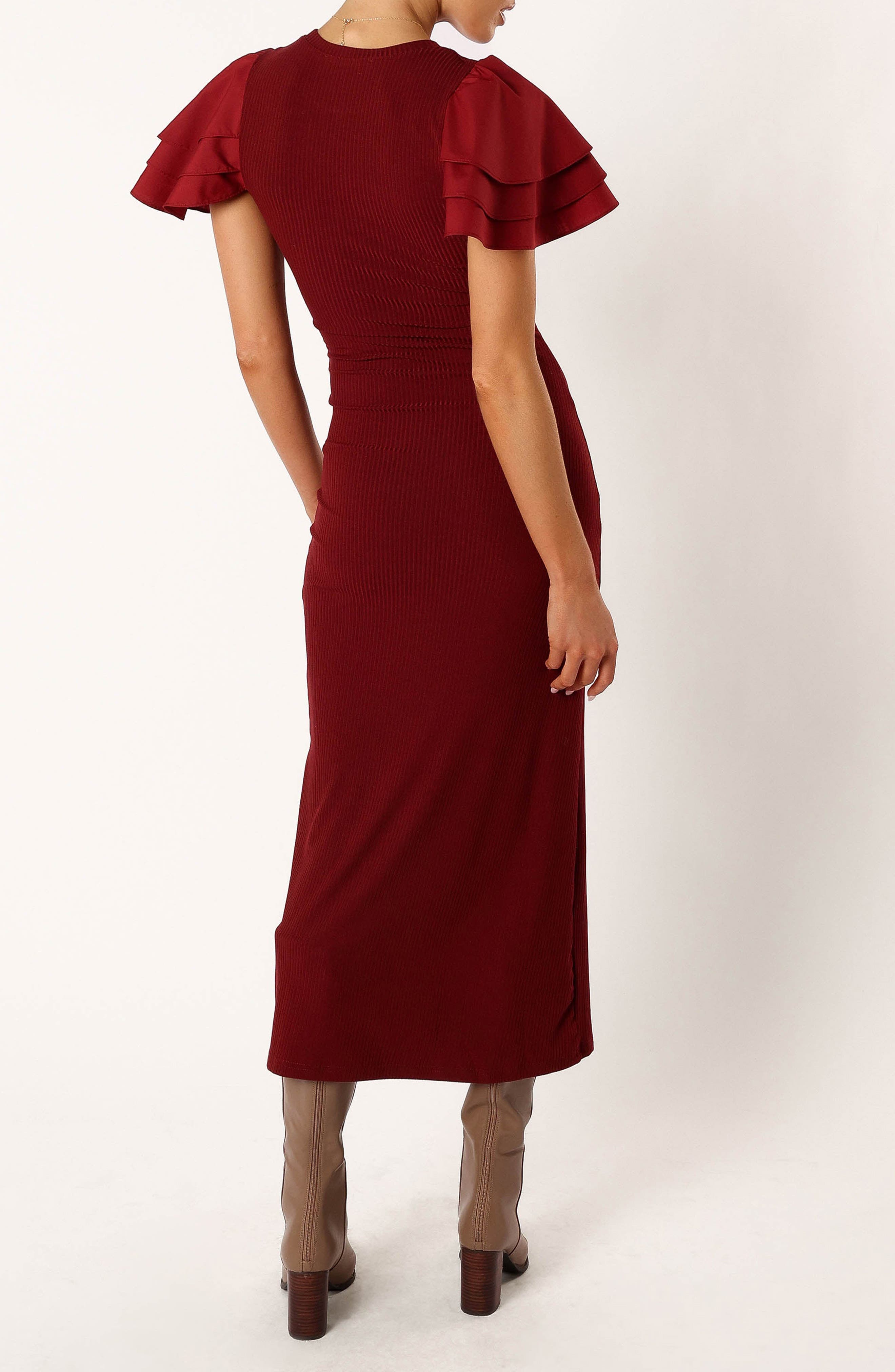 Cally Ruffle Sleeve Body-Con Sweater Dress - image 2