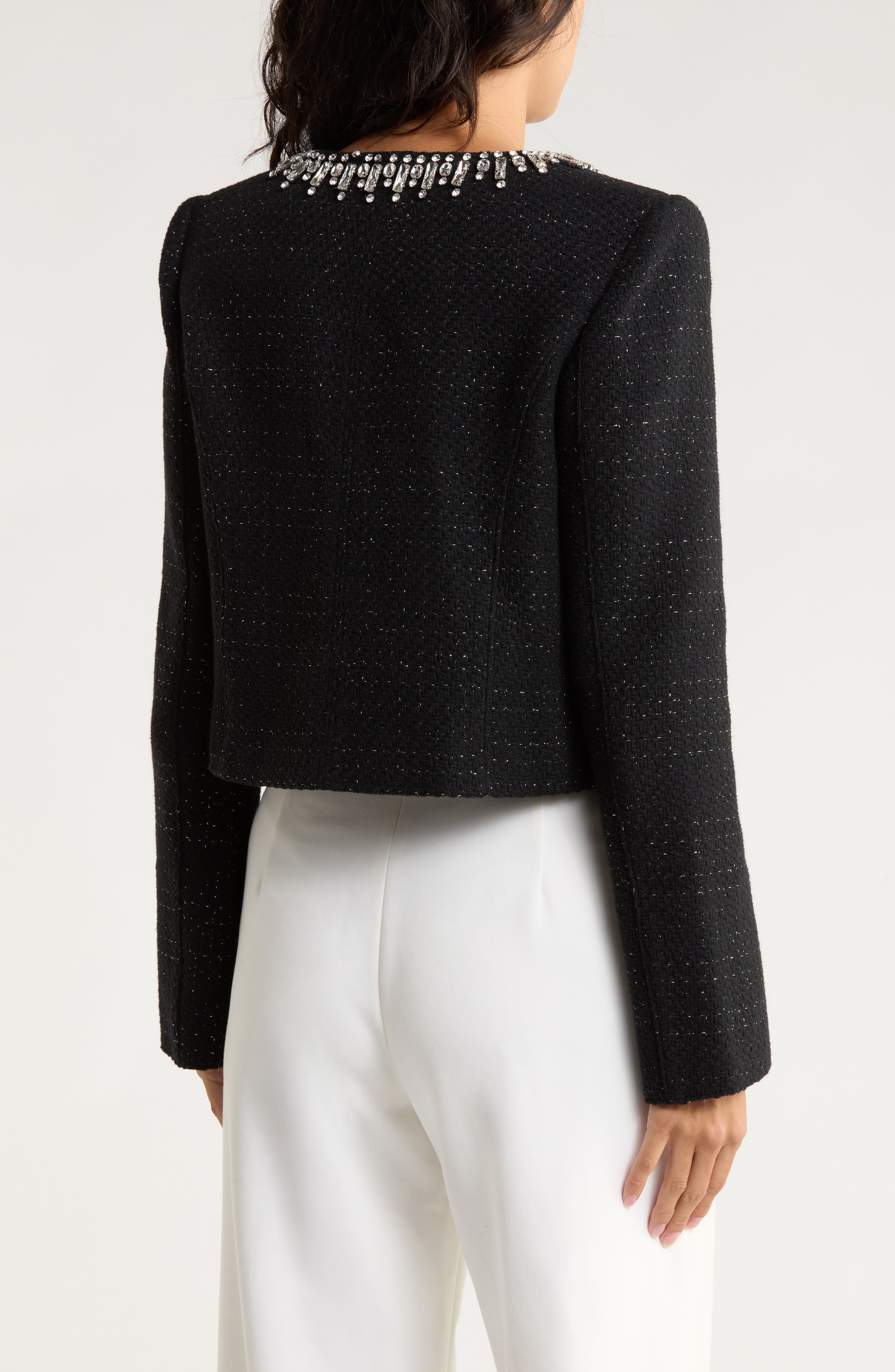 Randi Rhinestone Trim Boucle Jacket - image 2