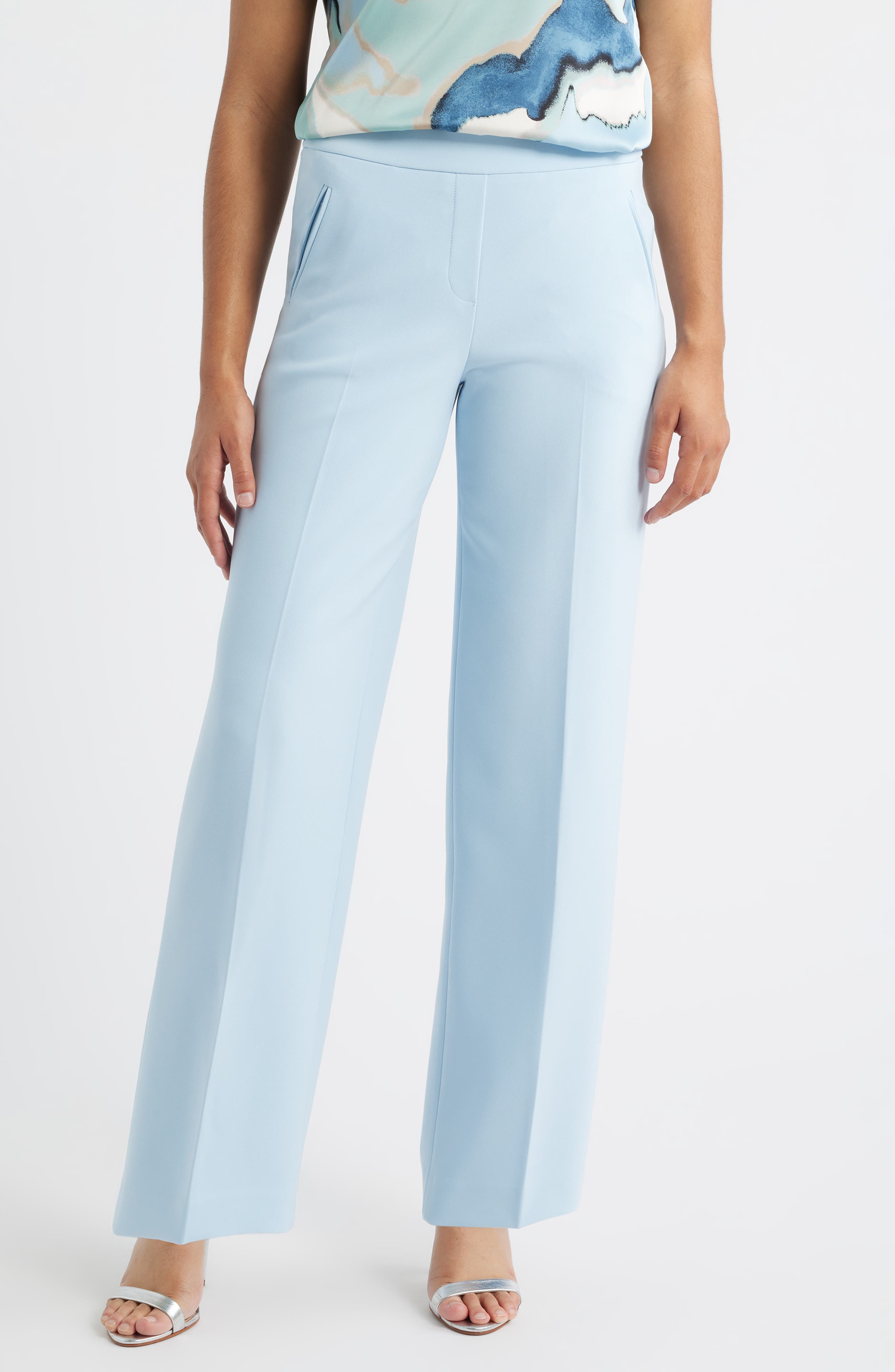 High Waist Wide Leg Pull-On Pants - image 1