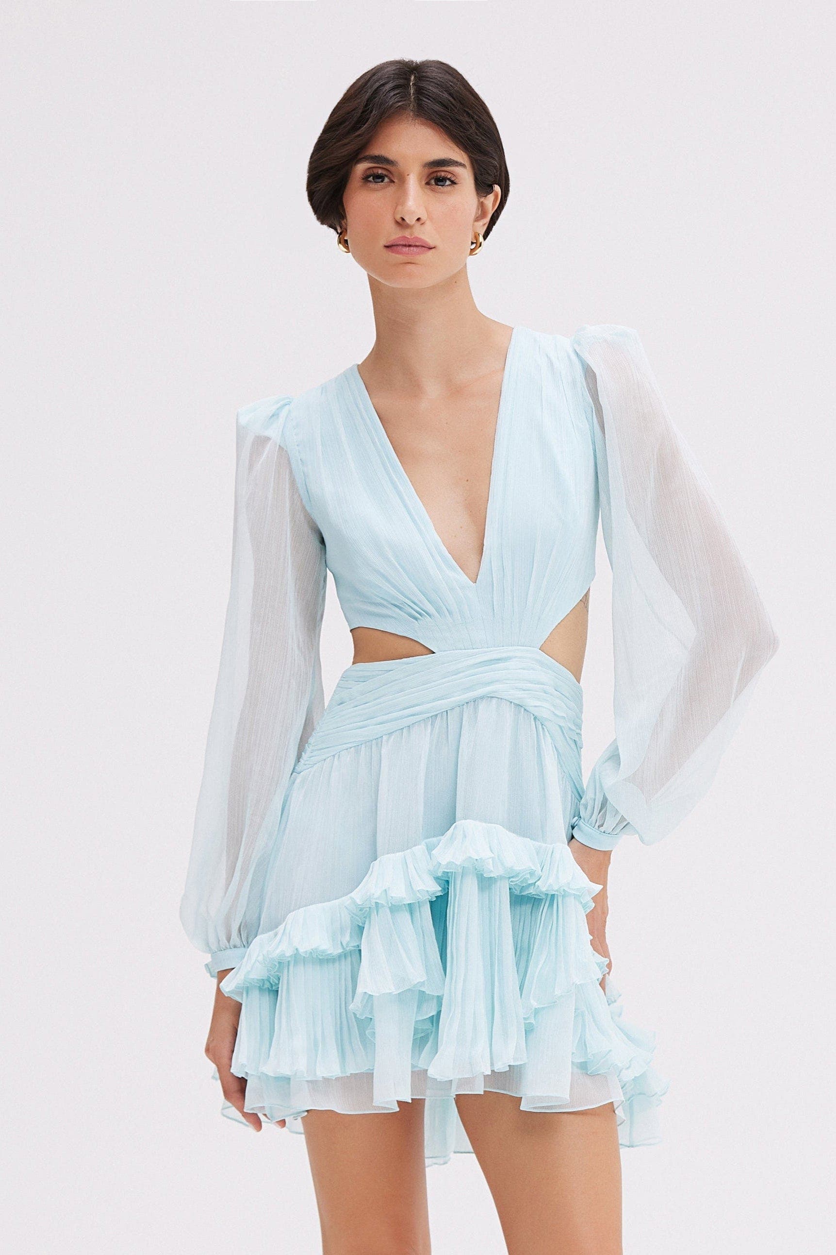 Silk Plisse Essence Cut Out Mini Dress - image 2