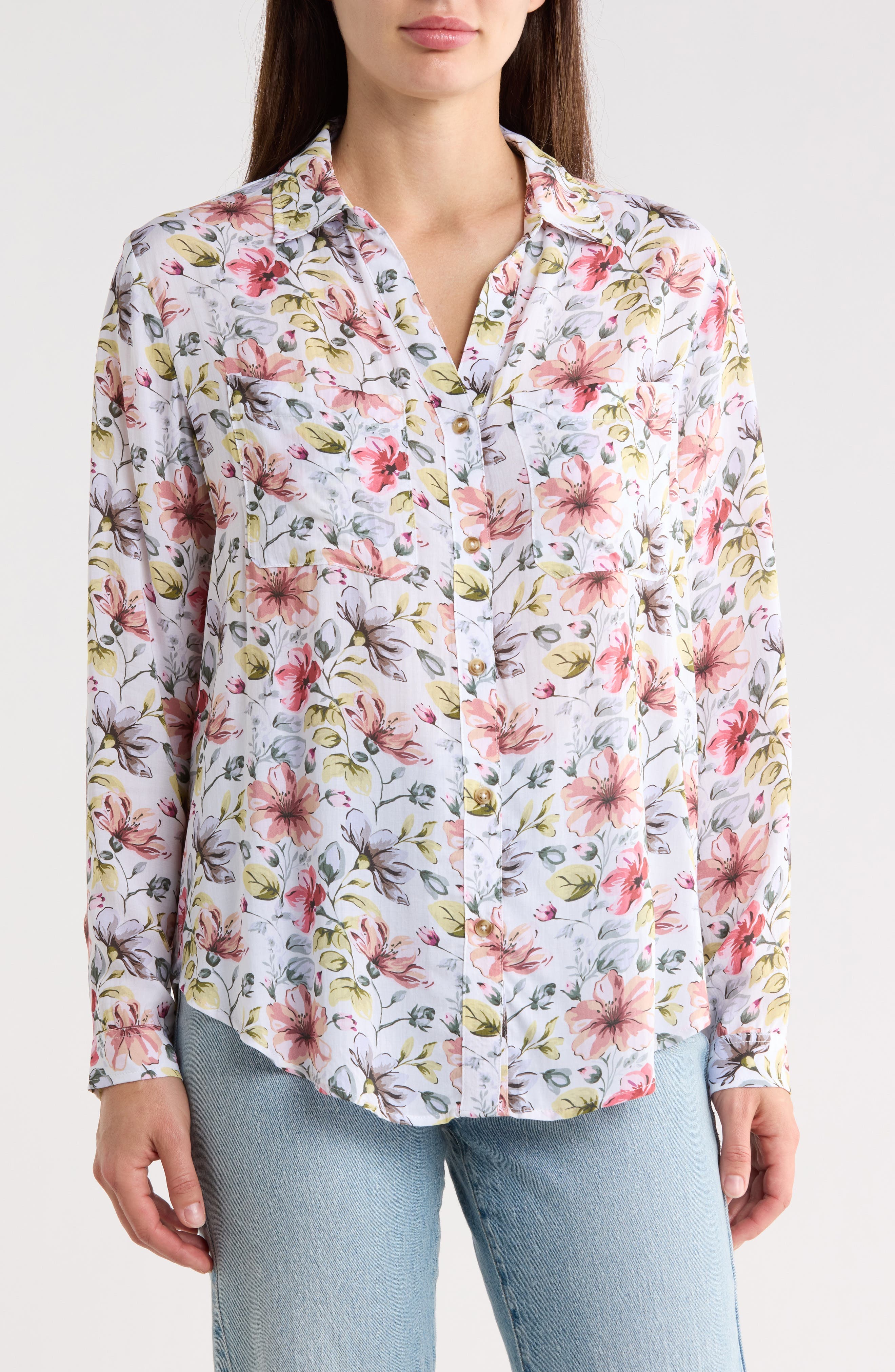 Floral Button-Down Shirt - image 1