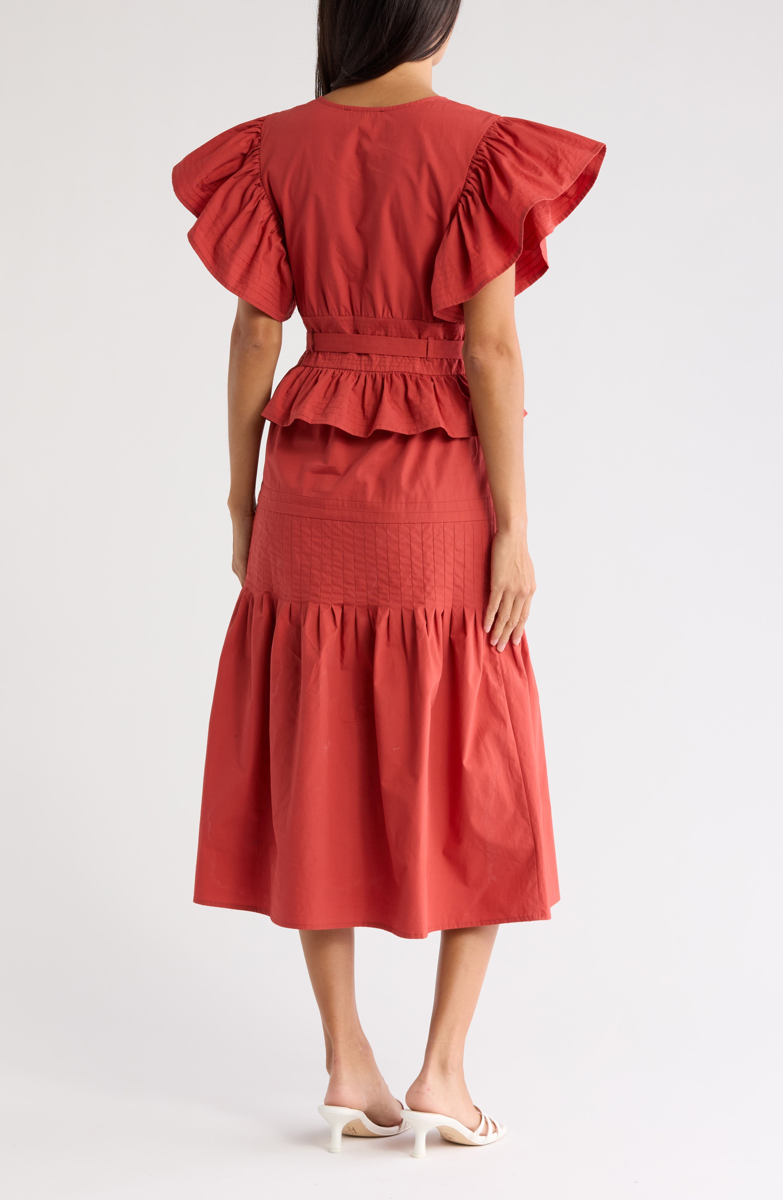 Cotton Flutter Sleeve Midi Dress - image 2