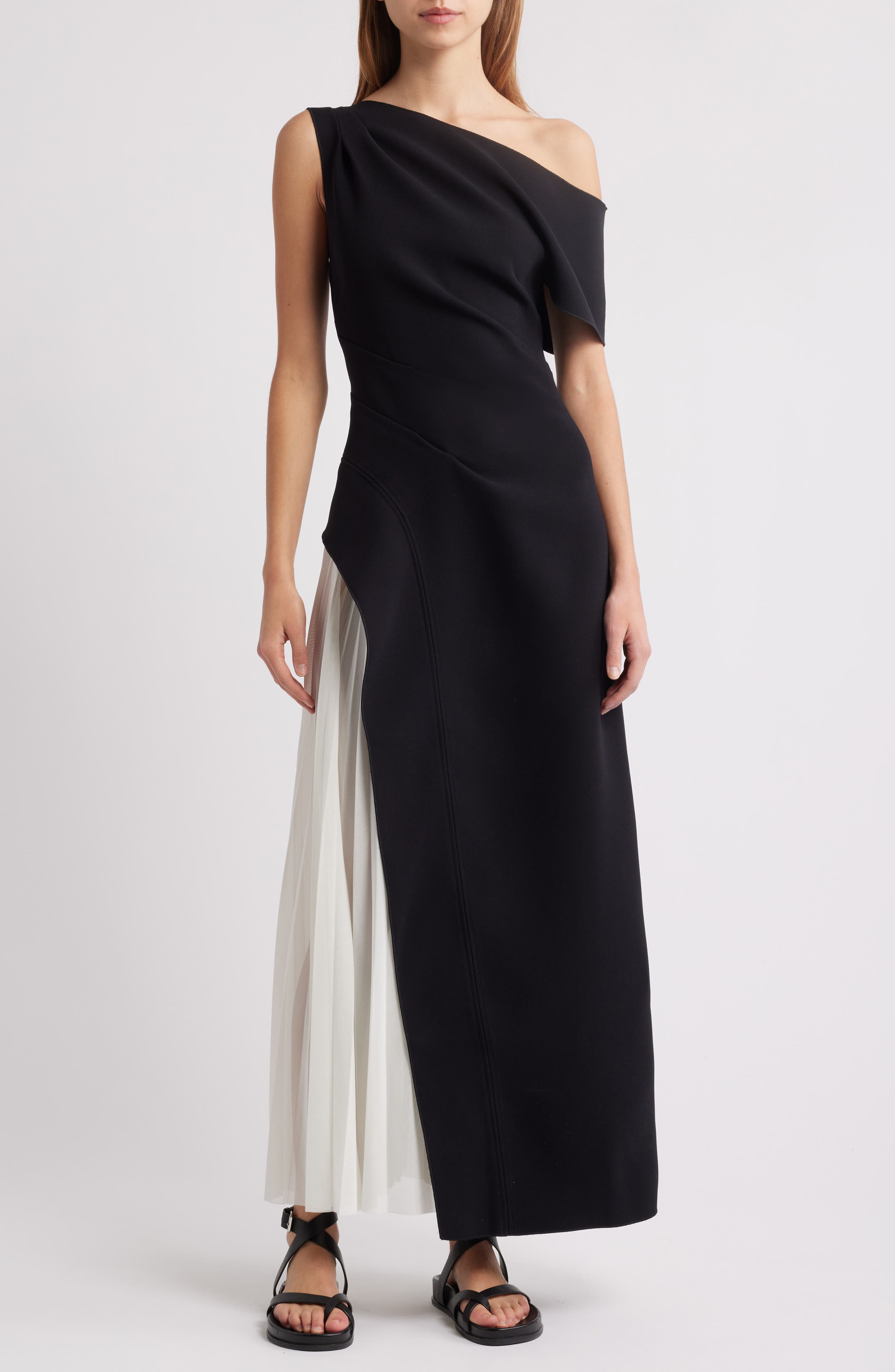 Sudden One-Shoulder Contrast Gown - image 1