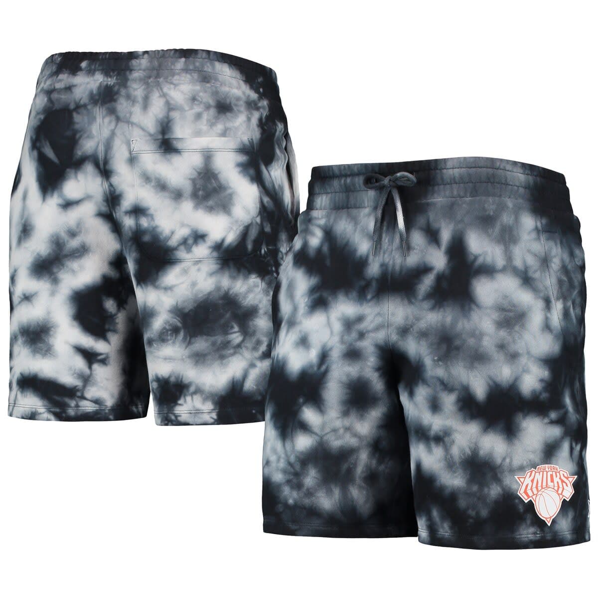 Men's New Era Black New York Knicks Fleece Tie-Dye Shorts - image 1