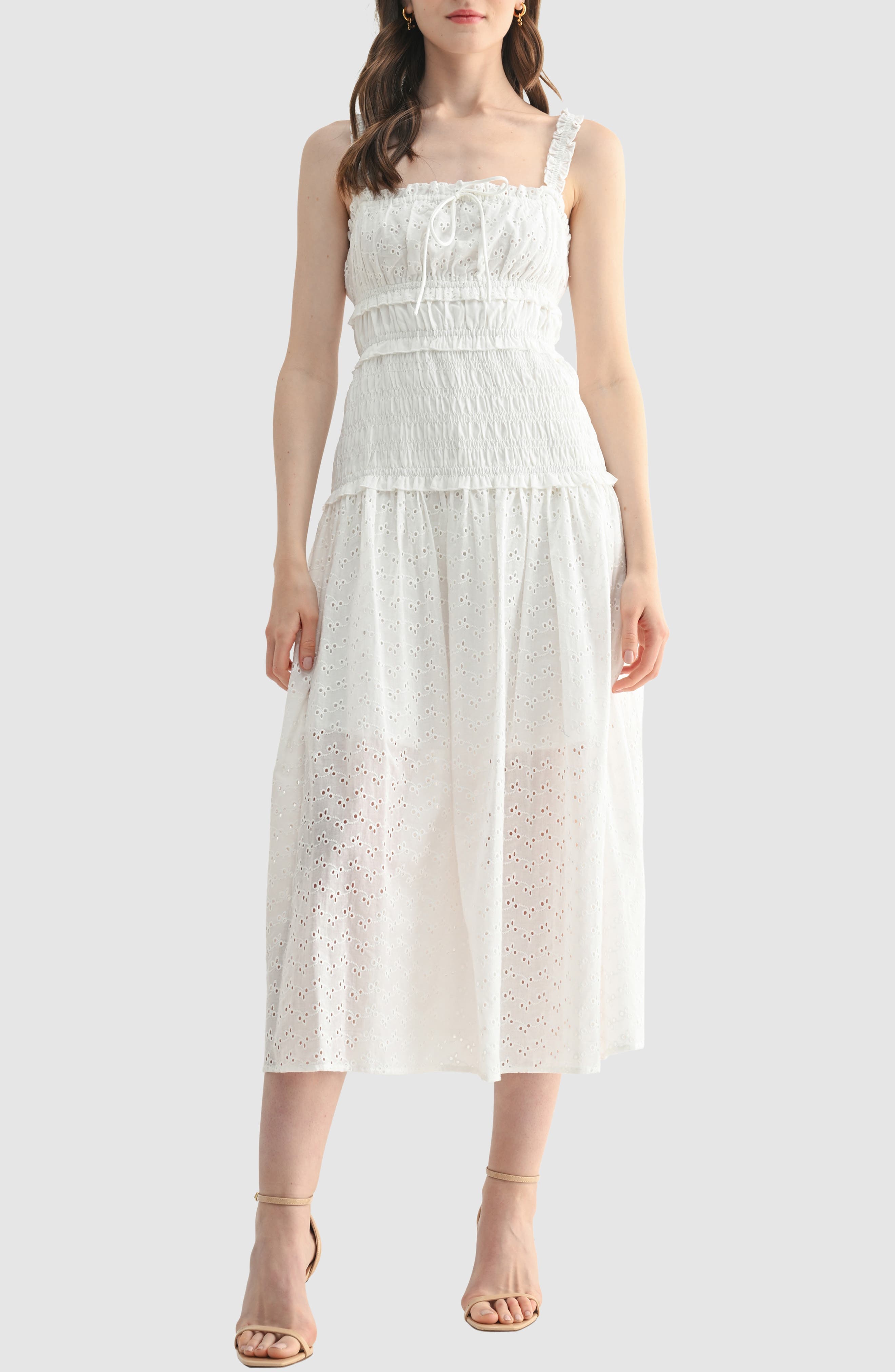 Cotton Eyelet Midi Sundress - image 1