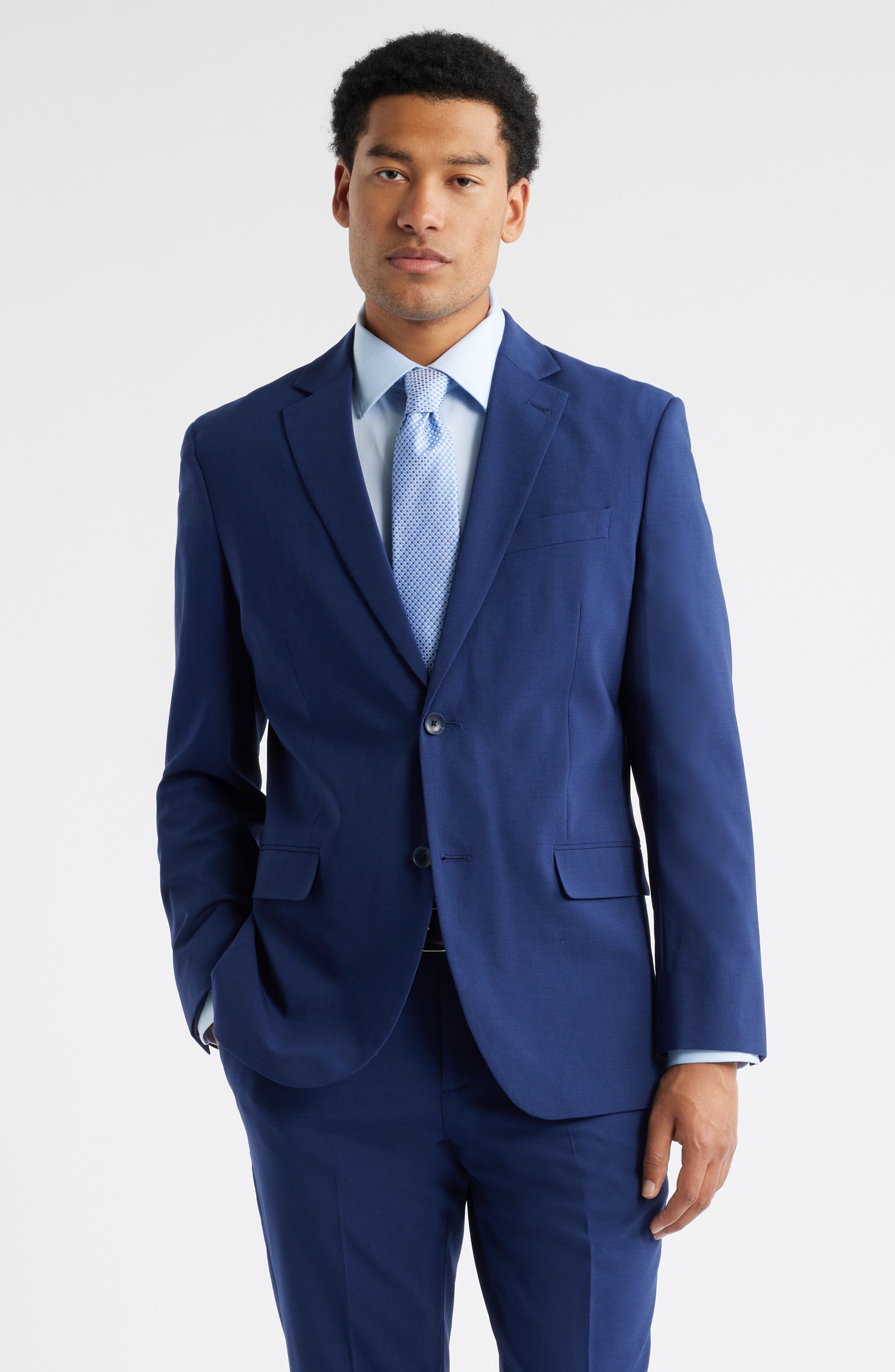 Henrik Trim Fit Solid Stretch Wool Suit Jacket - image 3