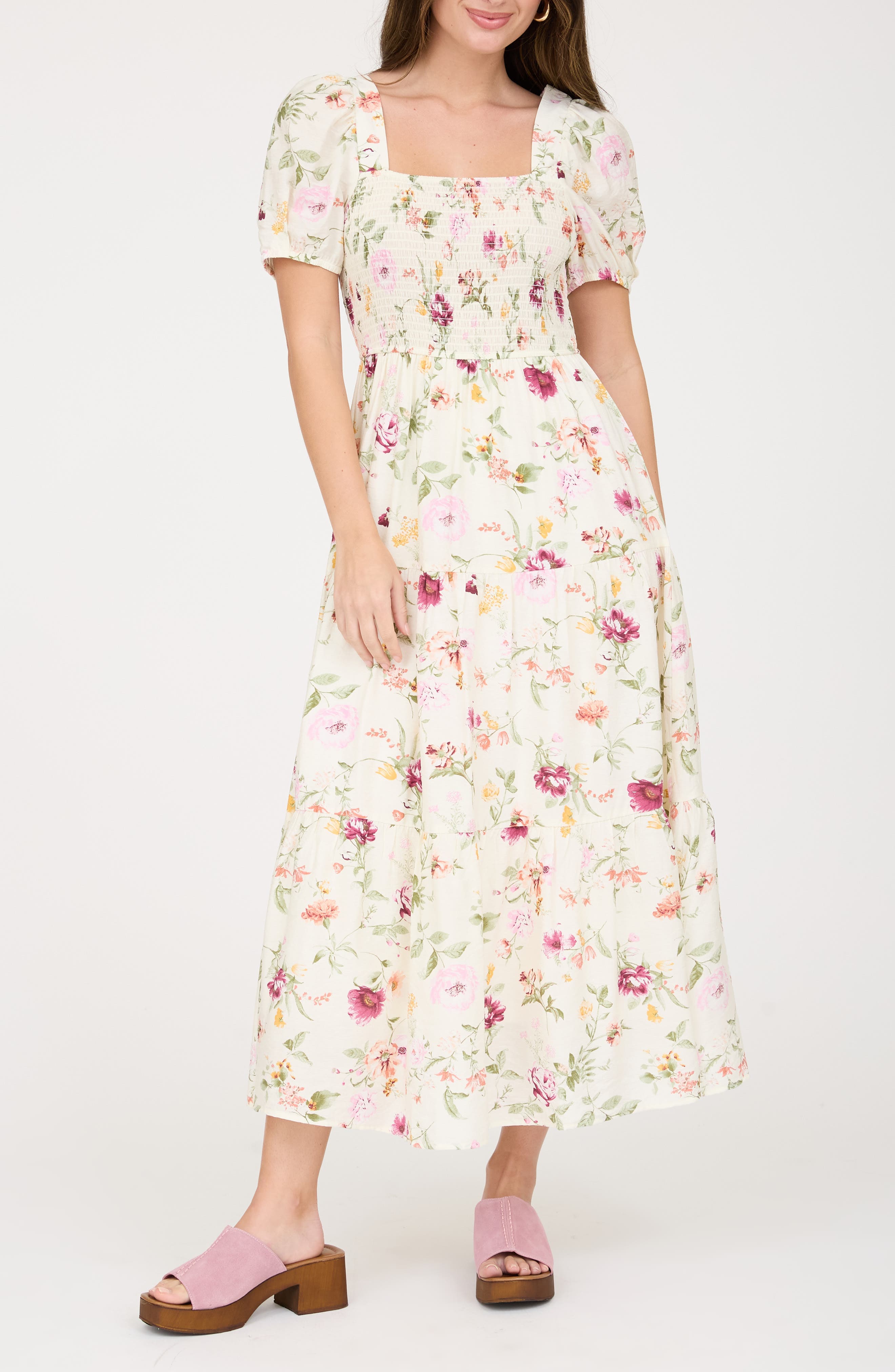 Smocked Midi Dress - image 3