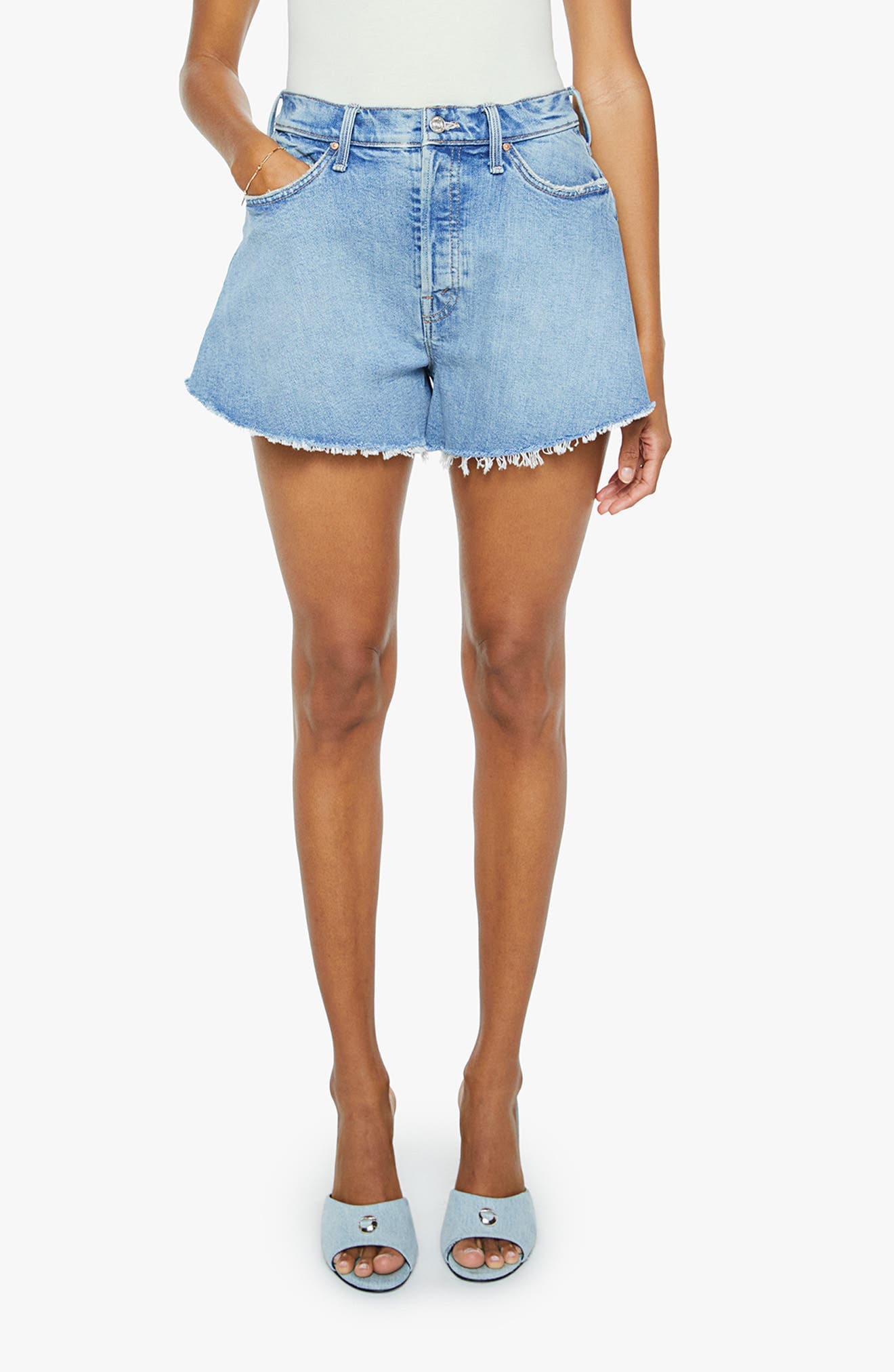 The Flutter Fray Hem Denim Shorts - image 1